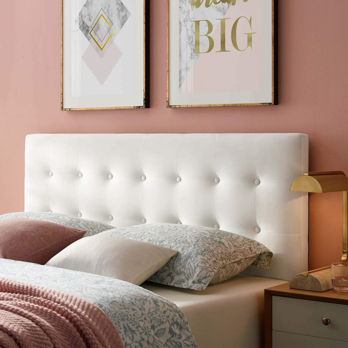 Casafoyer Emily Full Biscuit Tufted Performance Velvet Headboard, White