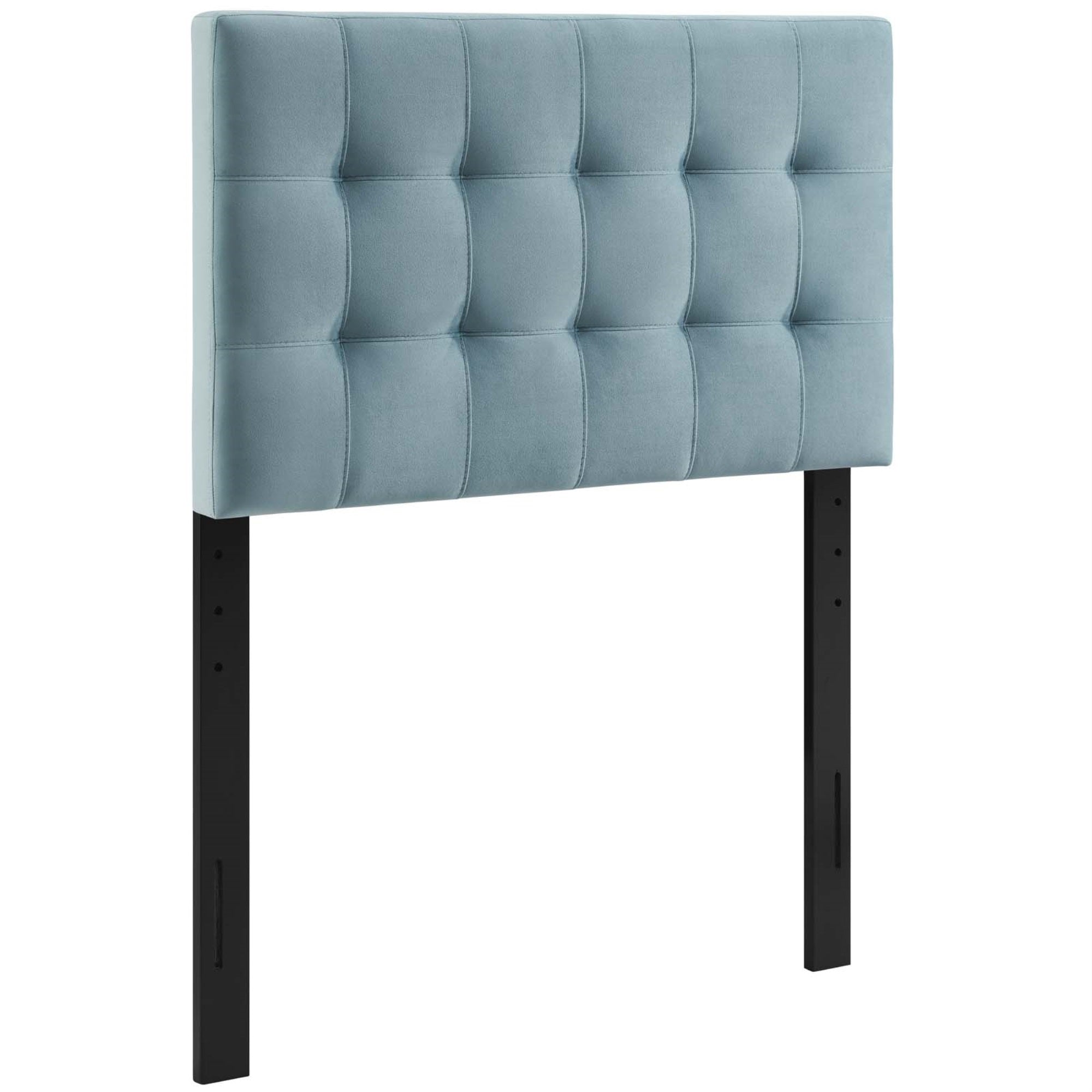 Lily Biscuit Tufted Performance Velvet Twin Headboard - Elegant And Plush Vintage Look - Stain-Resistant - Adjustable Mounting Positions - Light Blue