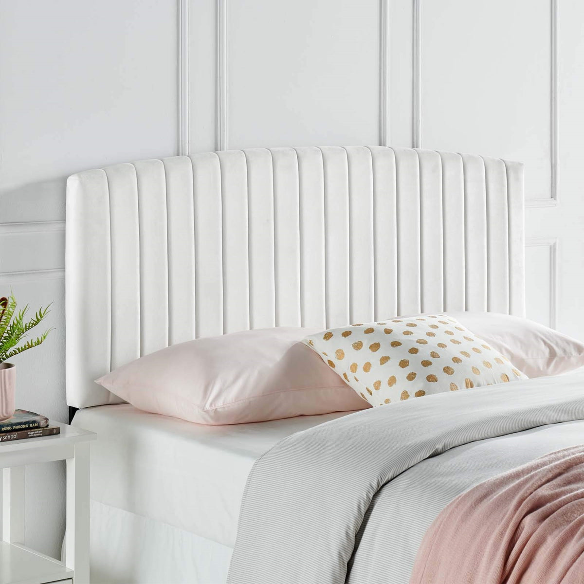 Casafoyer Rebecca Performance Velvet Twin Headboard, White