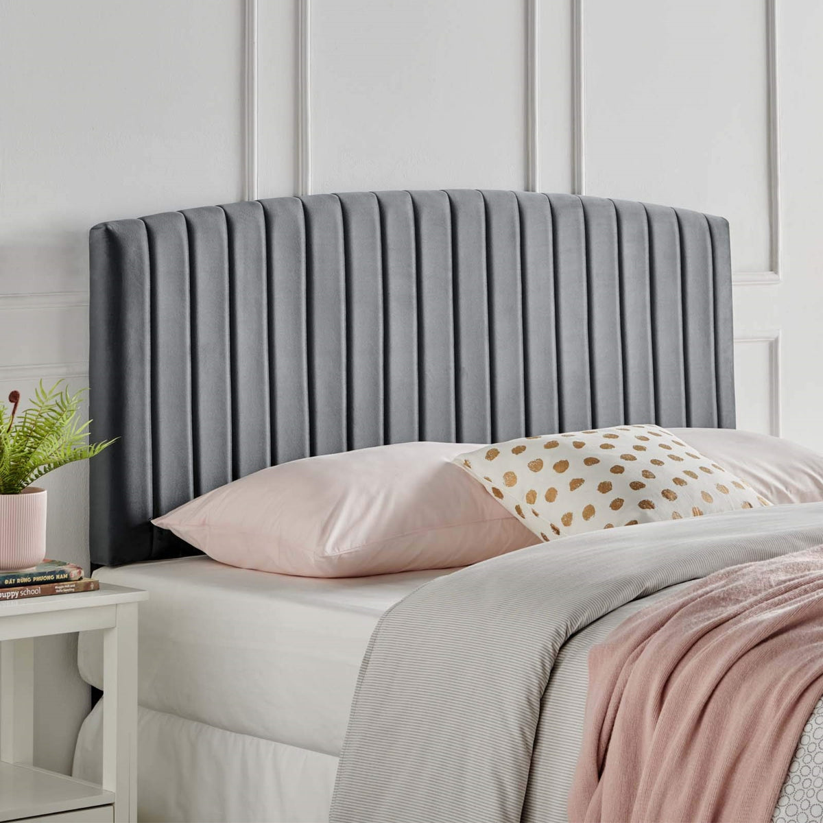 Casafoyer Rebecca Performance Velvet Full/Queen Headboard, Charcoal