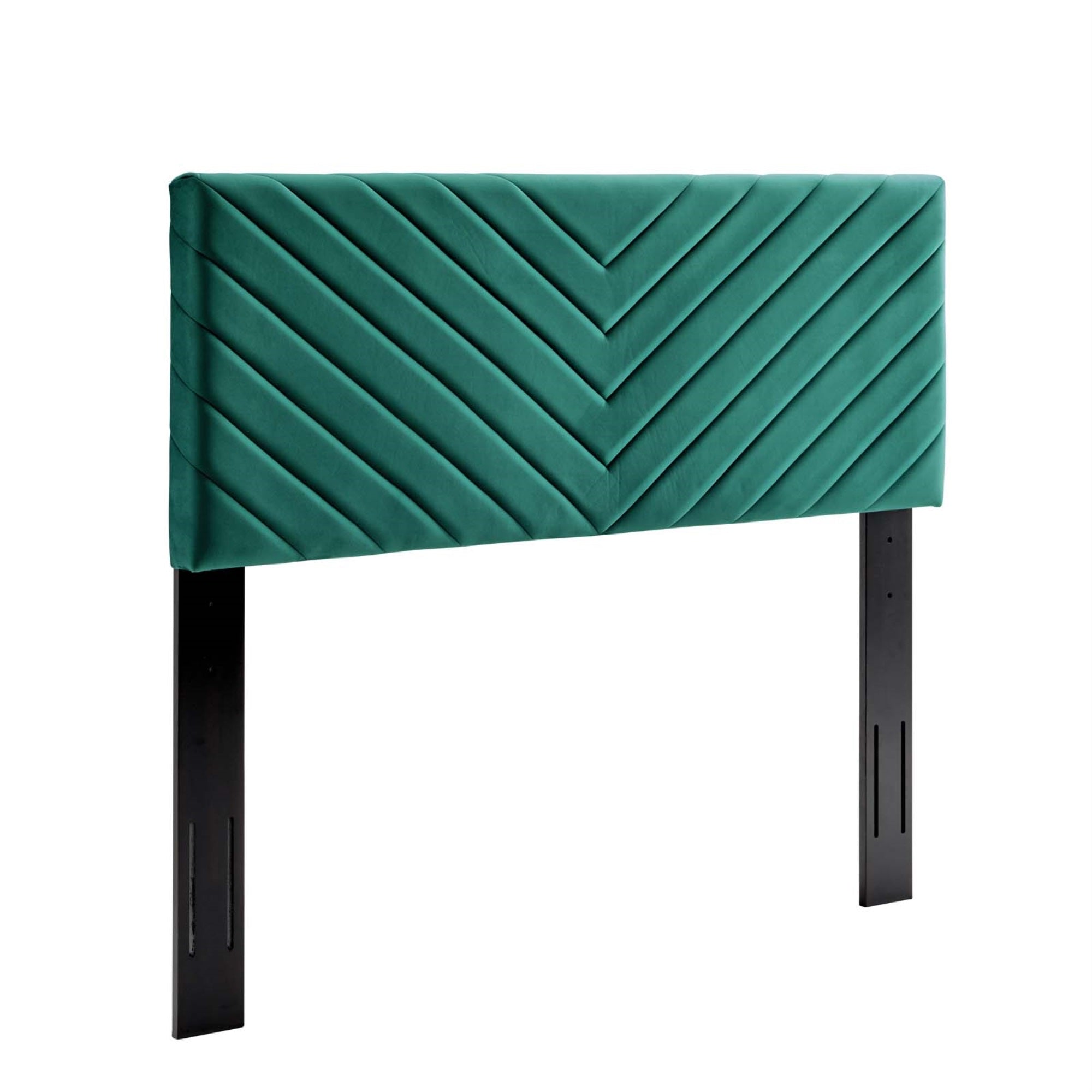 Alyson Twin Angular Channel Tufted Performance Velvet Upholstered Headboard - Elegant And Durable Twin Headboard For Bedroom Dcor - Teal