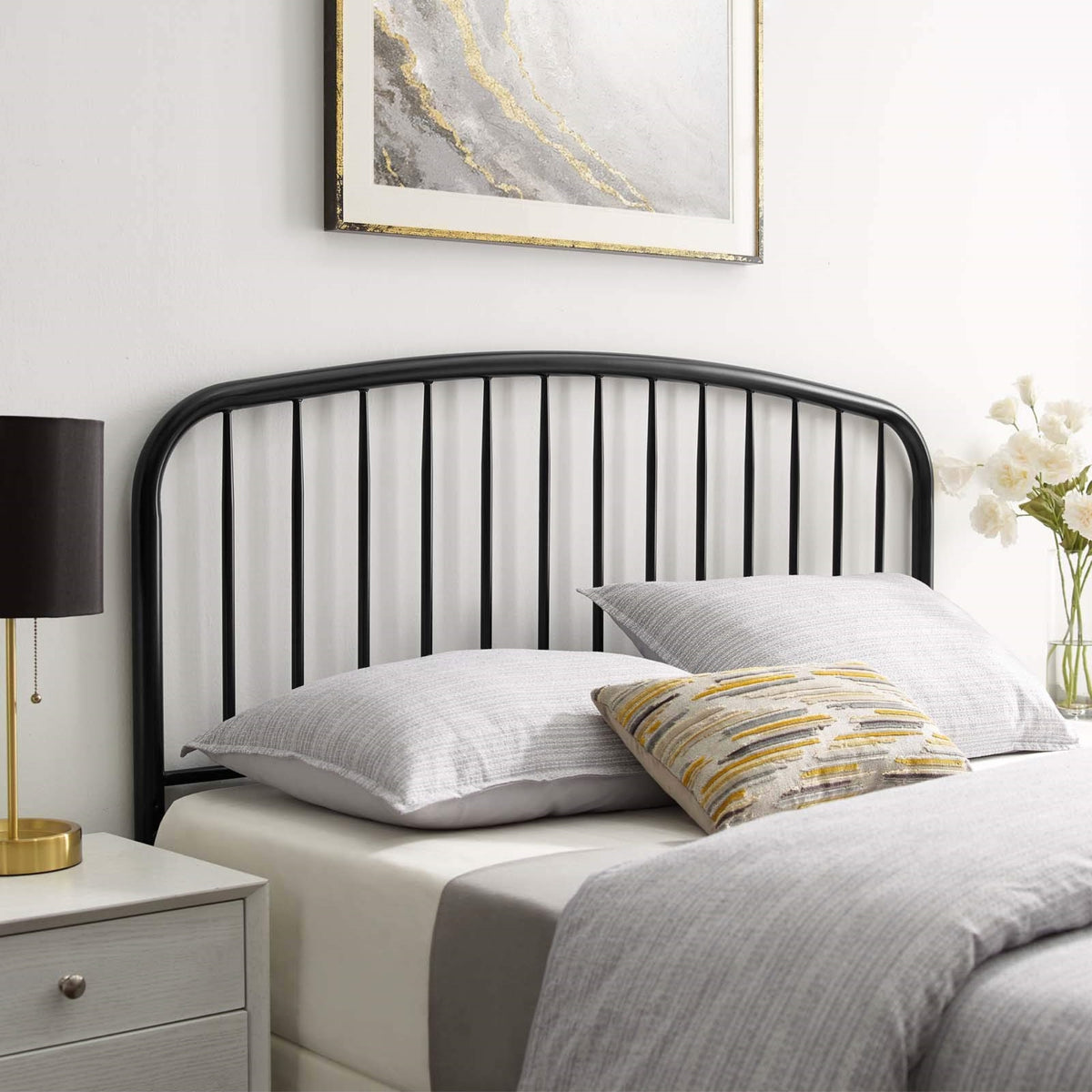 Casafoyer Mod-6150-Blk Nova Queen Metal Headboard, Black