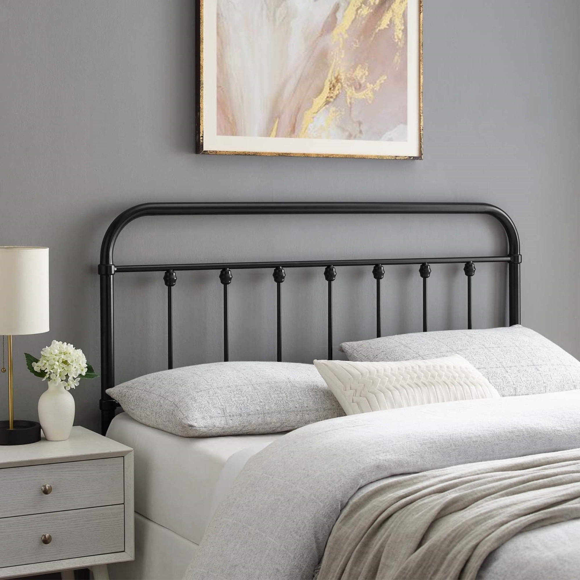 Casafoyer Mod-6155-Blk  King Metal Headboard, Black