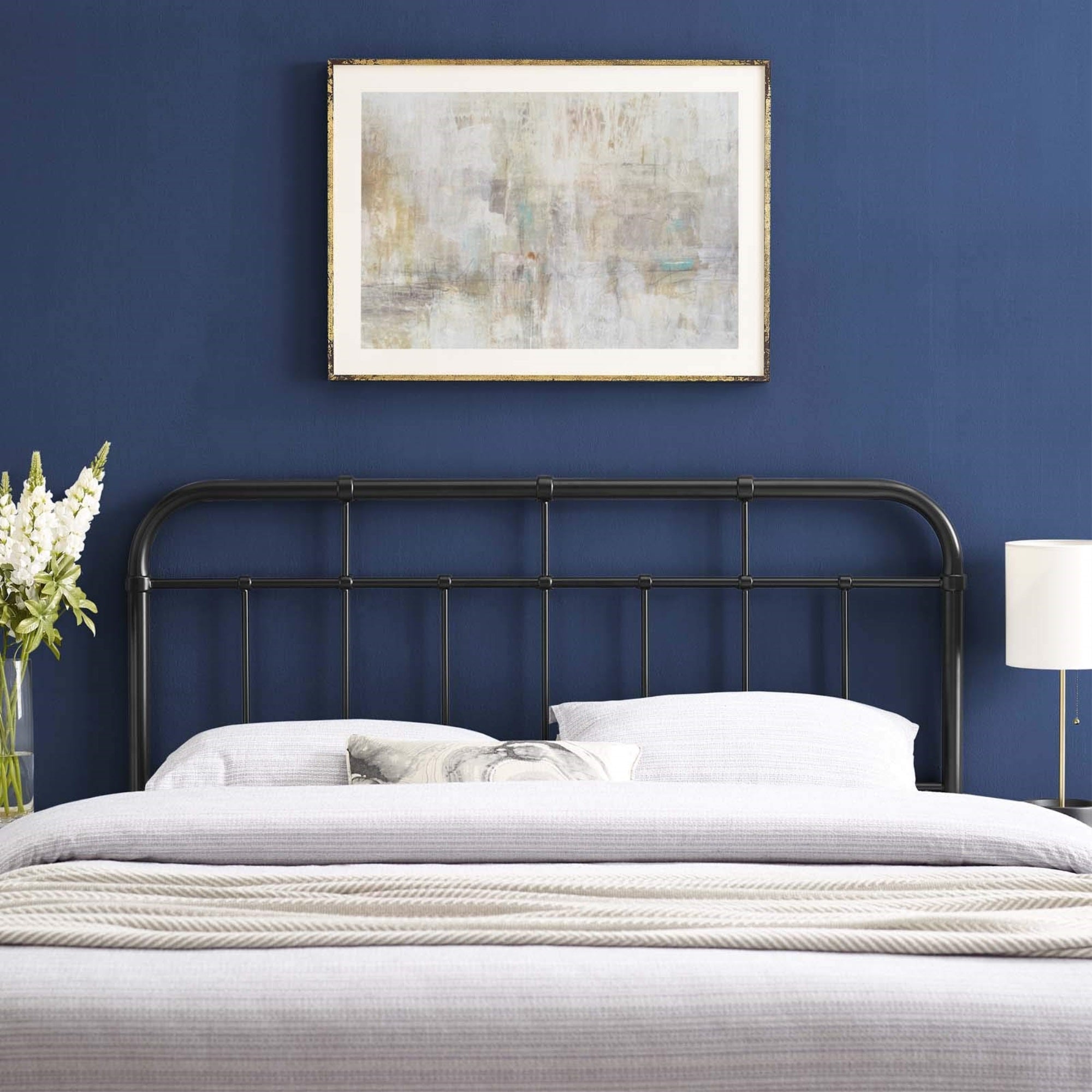 Casafoyer Alessia Modern Farmhouse Metal Full Headboard In Black