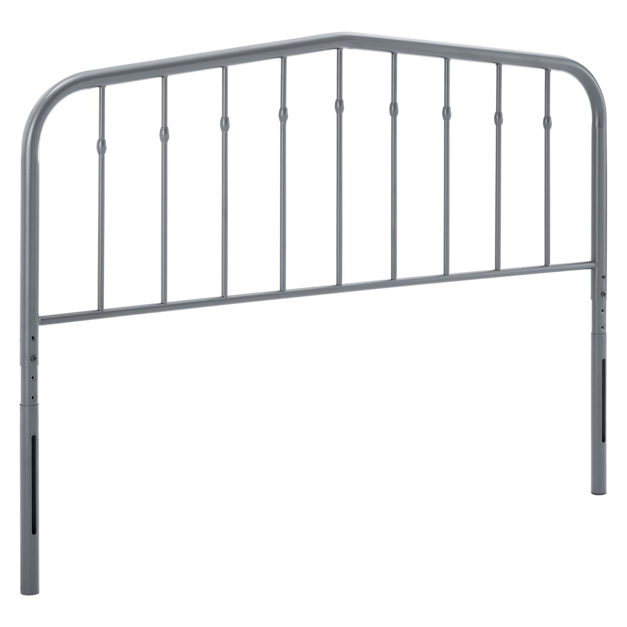 Lennon Metal Queen Headboard - Farmhouse Charm With Modern Touch - Sturdy Iron Construction - Adjustable Height - Gray
