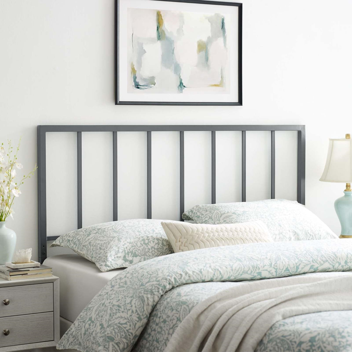 Casafoyer Tatum Modern Farmhouse Metal King Headboard In Gray