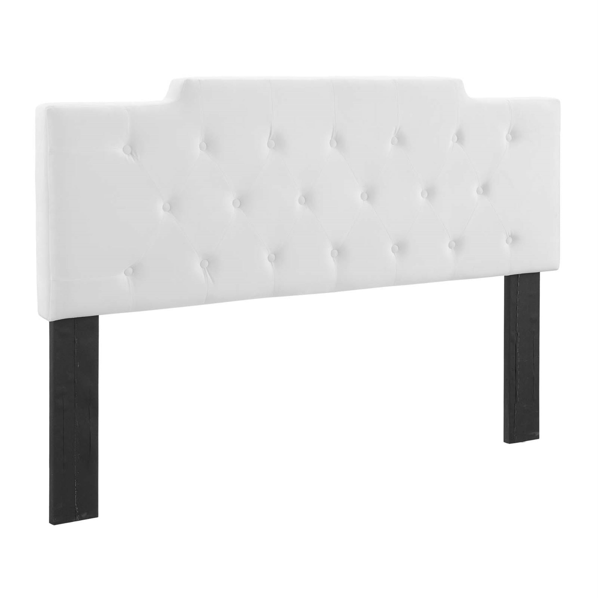 Juliet Tufted Performance Velvet Full/Queen Headboard - Vintage Elegance, Diamond Button Tufting, Plush Padding - White