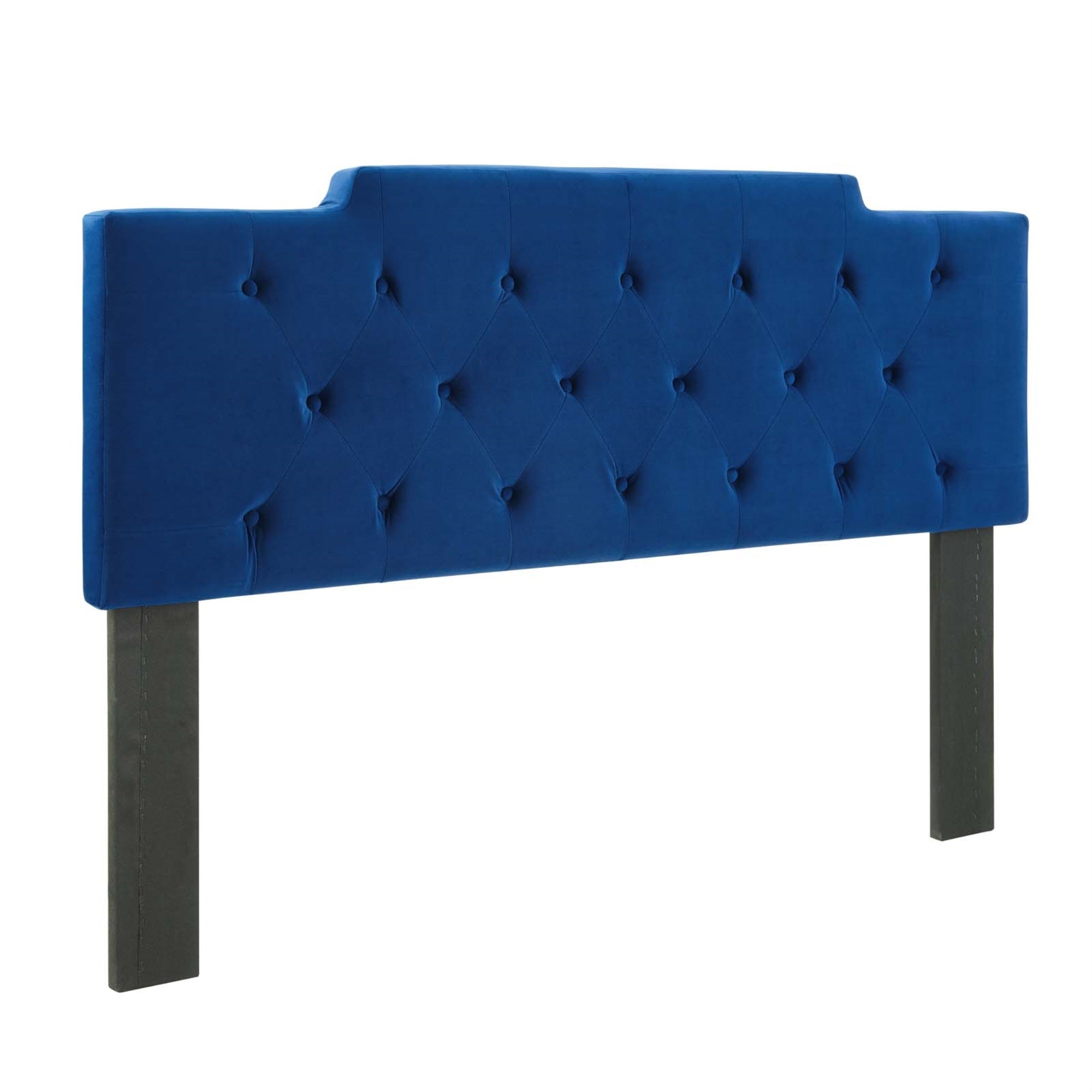 Juliet Tufted Performance Velvet King/Cal King Headboard - Vintage Elegance, Plush Padding, Stain-Resistant Velvet, Adjustable Height - Navy