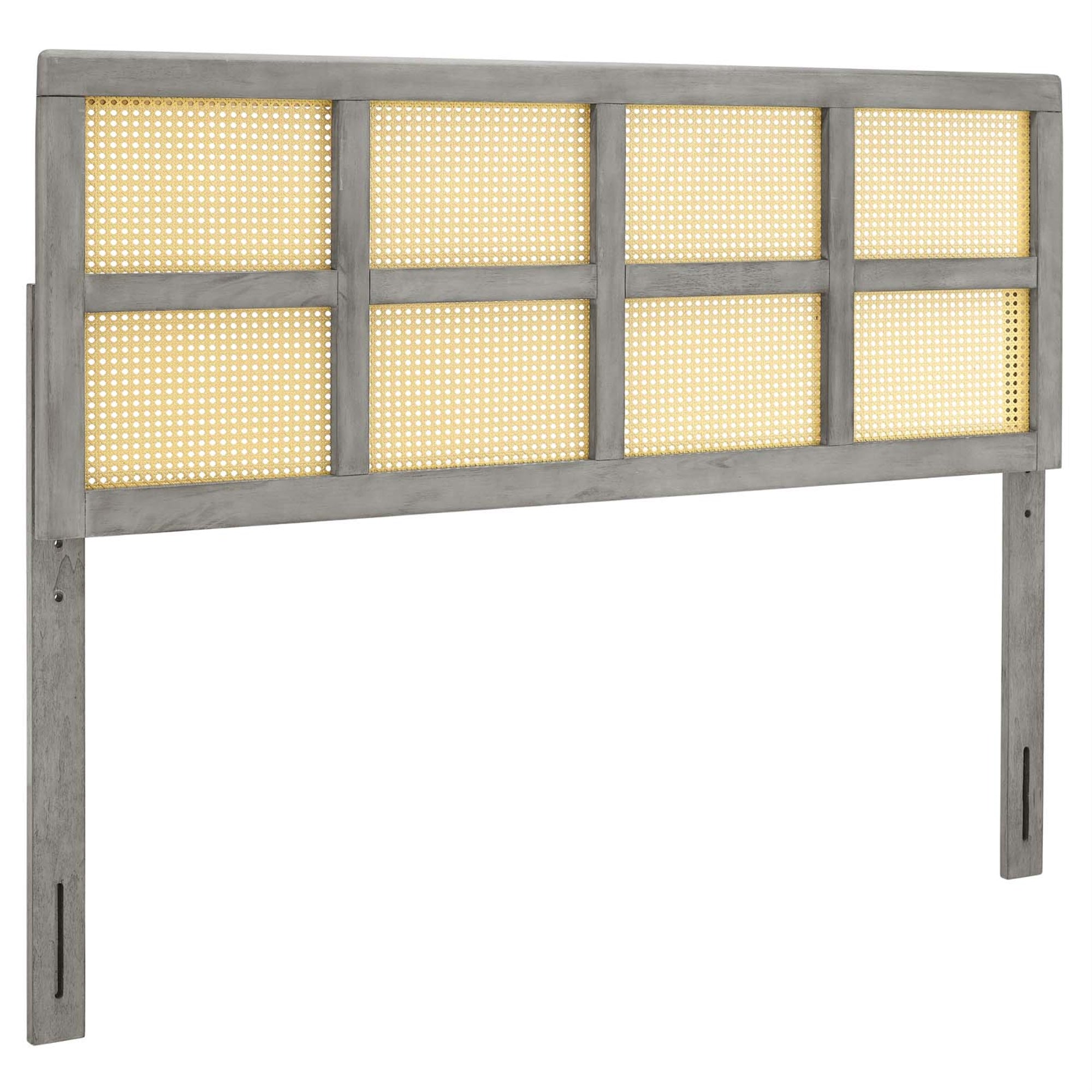 Luana Cane Woven Rattan Full Headboard - Mid-Century Modern Style, Organic Feel, Interchangeable Bed Frame Compatible, Solid Rubberwood Construction.