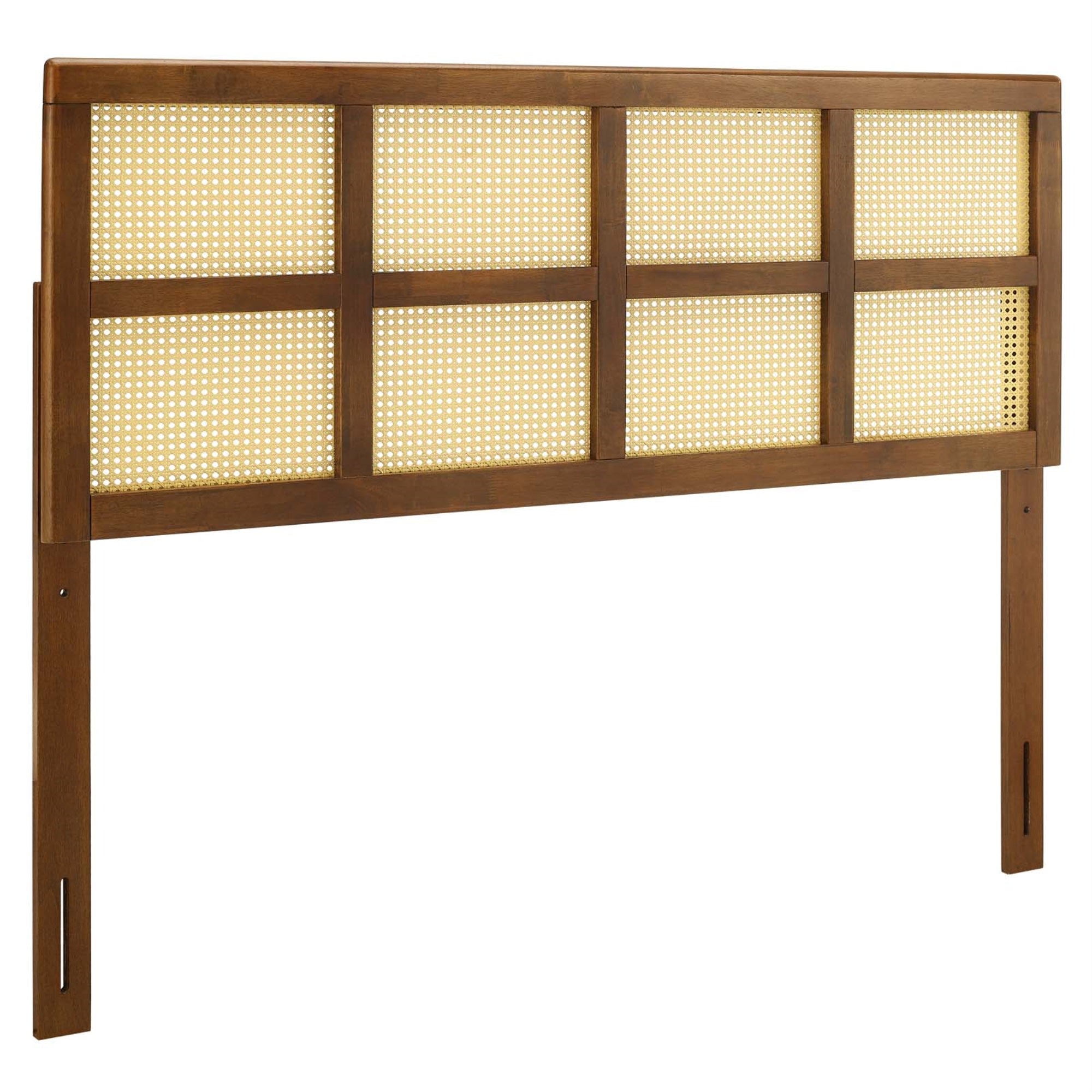 Luana Cane Woven Rattan Full Headboard - Mid-Century Modern Style, Organic Aesthetic, Solid Rubberwood, Customizable, Assembly Required