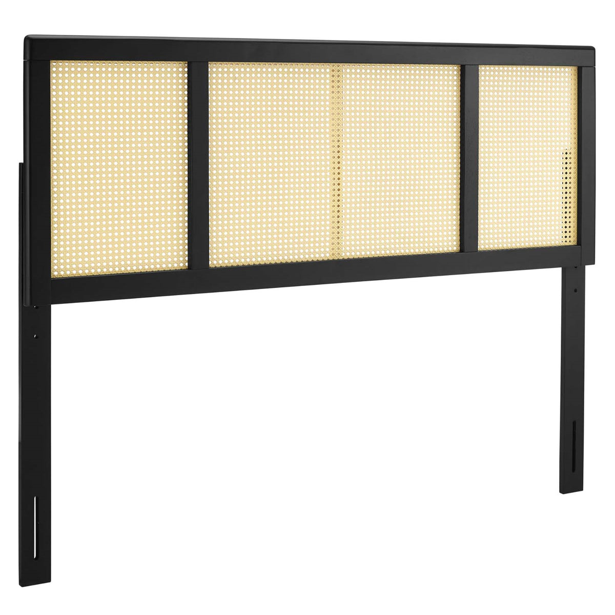 Delmare Cane Woven Rattan Full Headboard - Mid-Century Modern Tropical Style - Natural Wood Frame - Interchangeable With Billie And Margo Collections - Solid Rubberwood - Durable - Customizable Furniture - Assembly Required