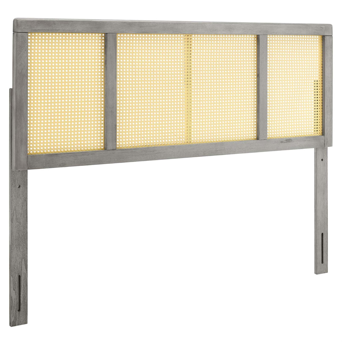 Delmare Cane Woven Rattan Full Headboard - Tropical Design, Natural Wood Frame - Fits Any Decor Theme - Durable & Customizable - Gray