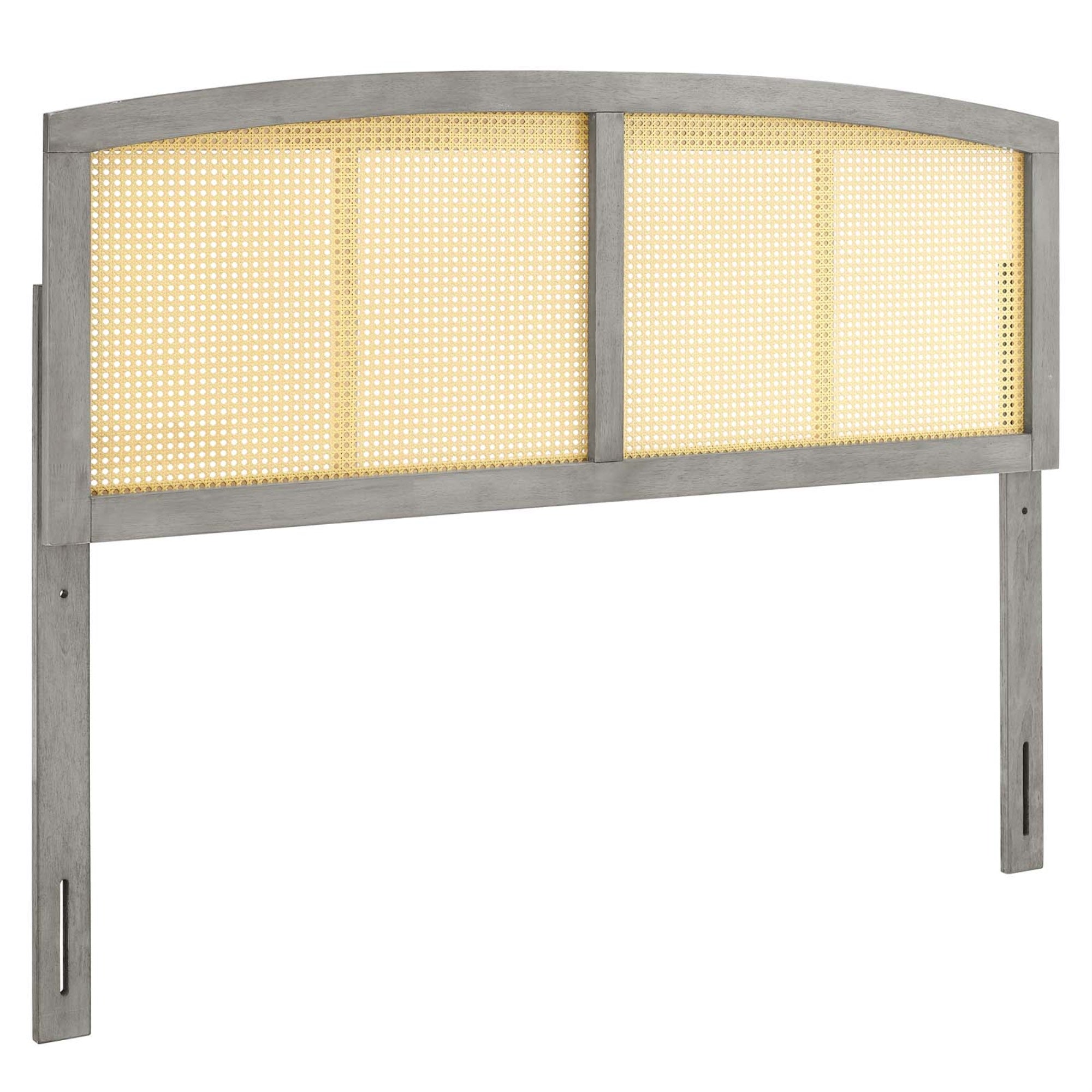 Halcyon Cane Woven Rattan Full Headboard - Serene Island Vibe, Mid-Century Modern Design, Natural Wood Frame, Arched Shape, Vers
