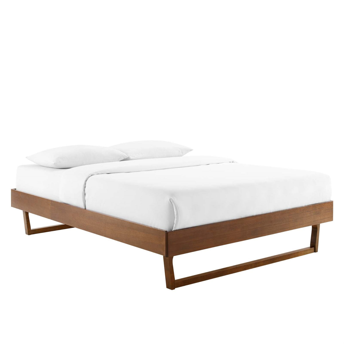 Billie King Wood Platform Bed Frame Walnut
