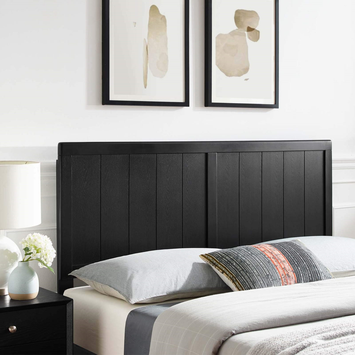 Casafoyer Mod-6219-Blk Robbie King Wood Headboard, Black