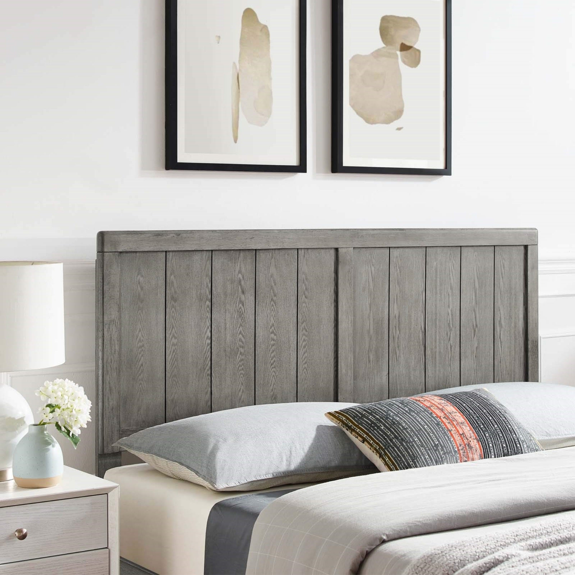 Casafoyer Mod-6219-Gry Robbie King Wood Headboard, Gray