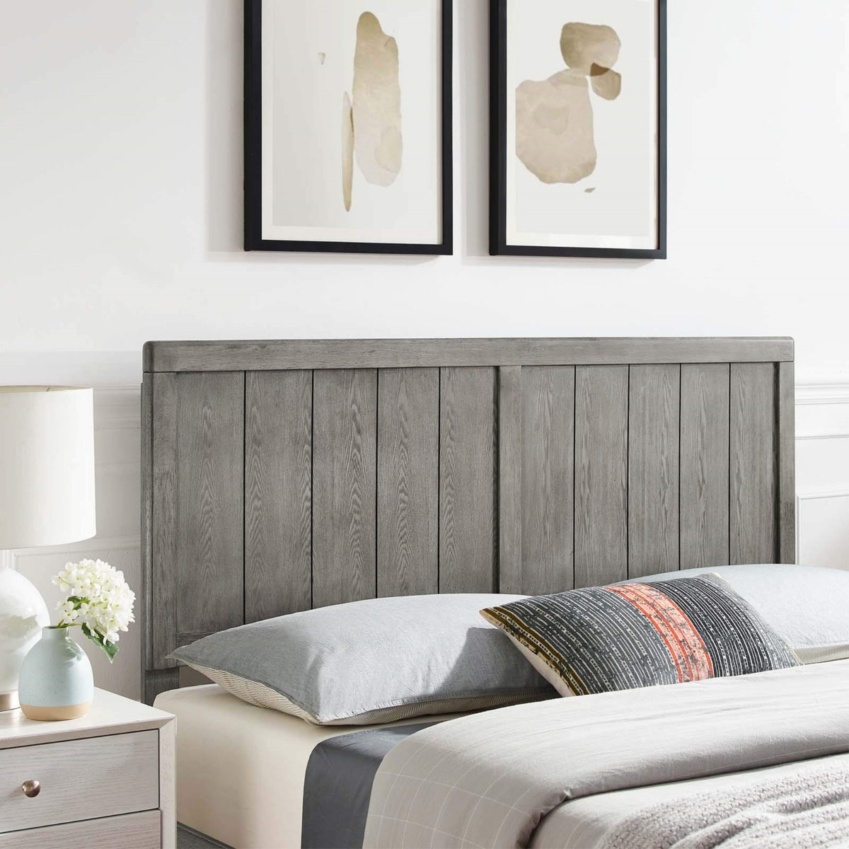 Casafoyer Mod-6219-Gry Robbie King Wood Headboard, Gray