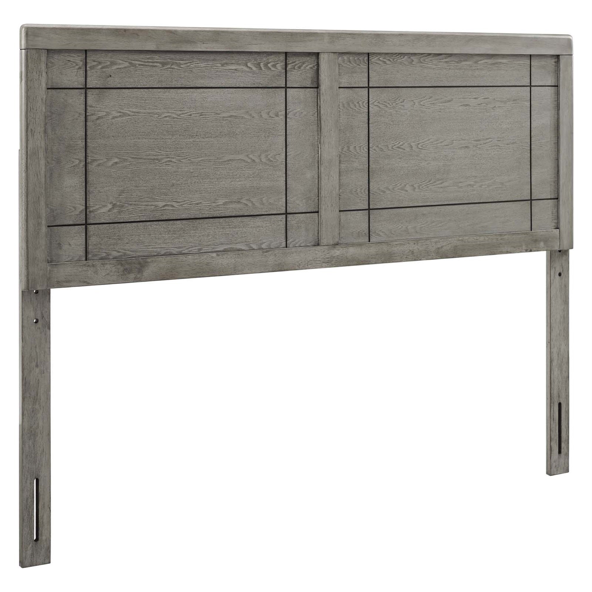 Archie Wood Twin Headboard - Modern Retro Design, Window Pane Detail, Compatible With Billie And Margo Collections, Durable - Gray