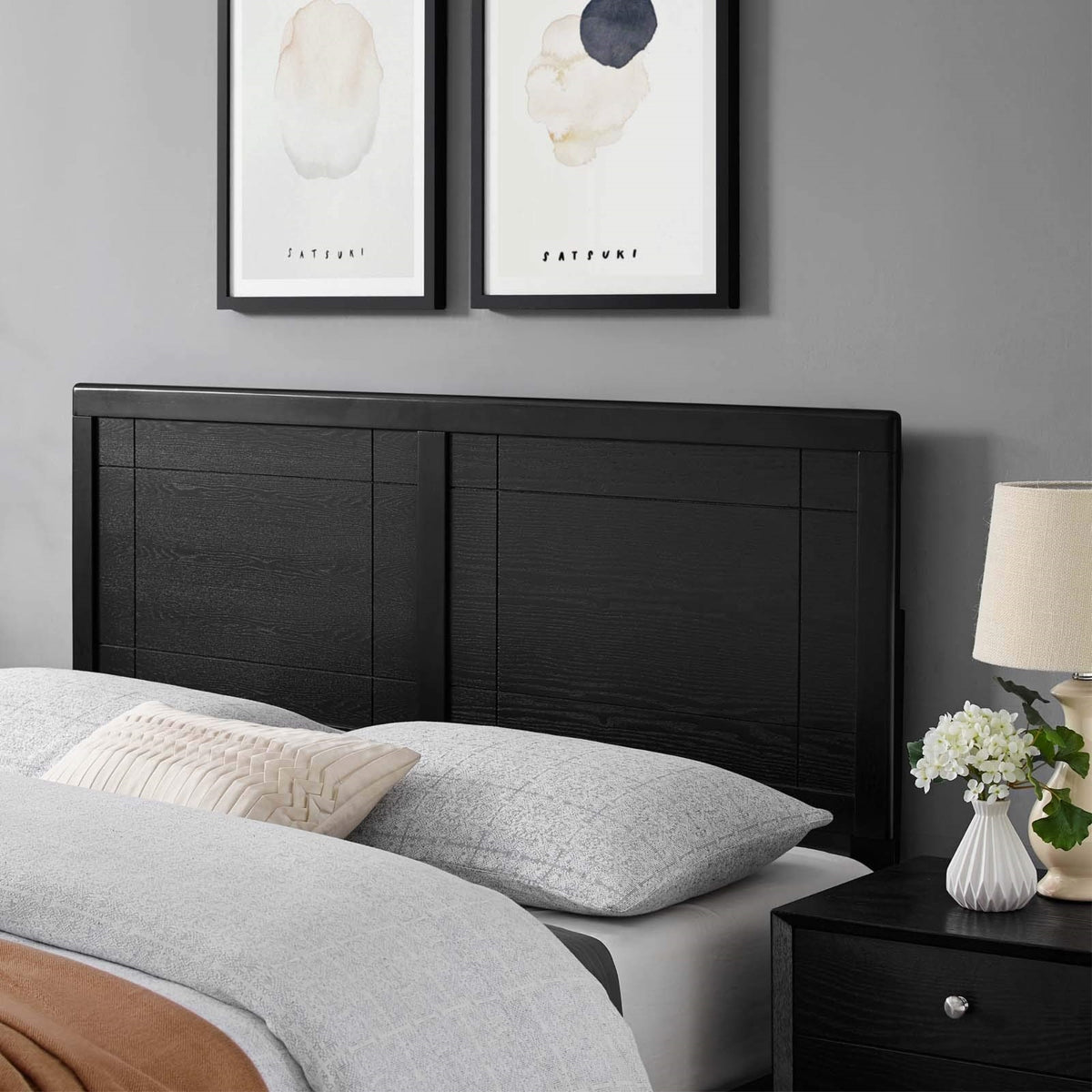 Casafoyer Archie Queen Wood Headboard In Black