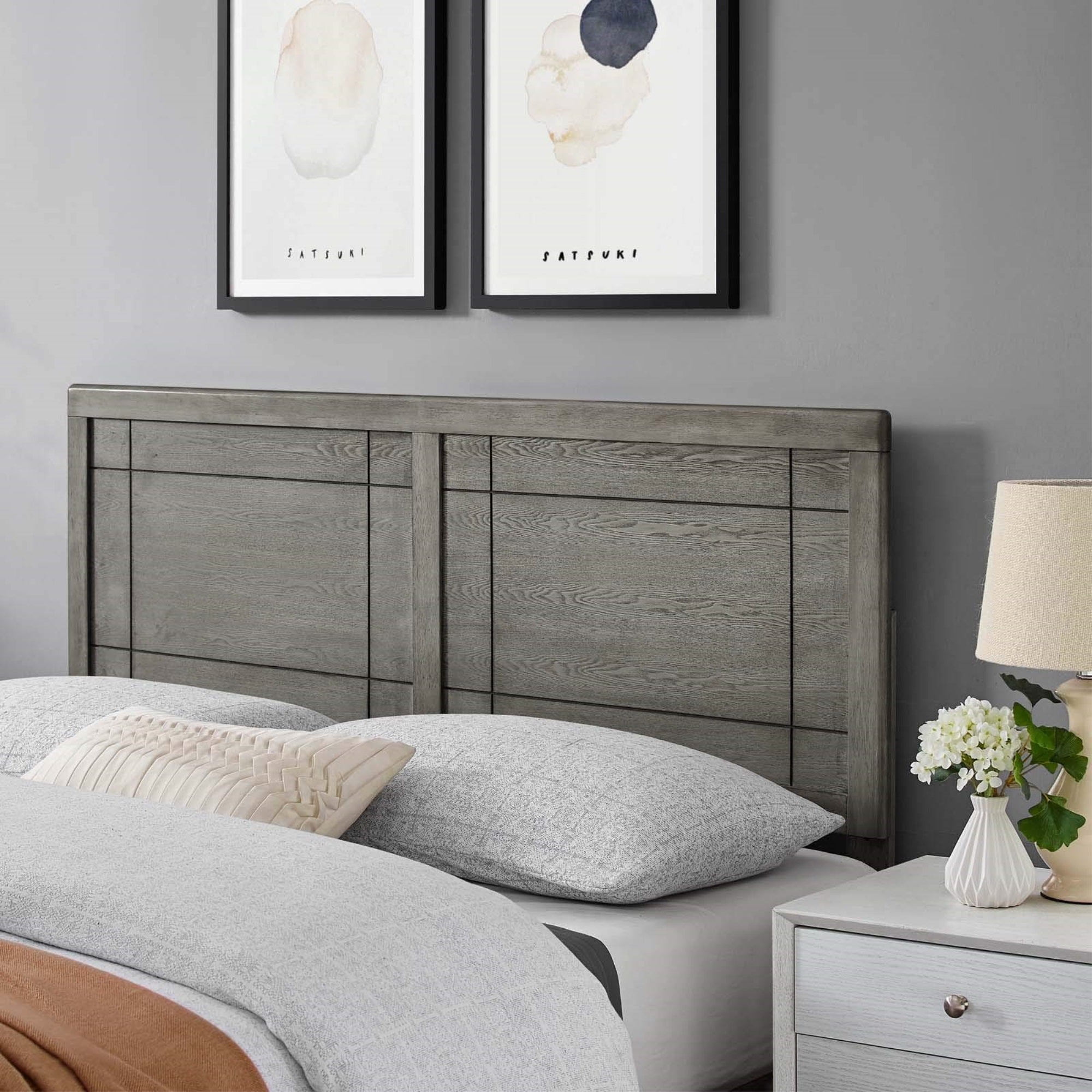 Casafoyer Archie Queen Wood Headboard In Gray