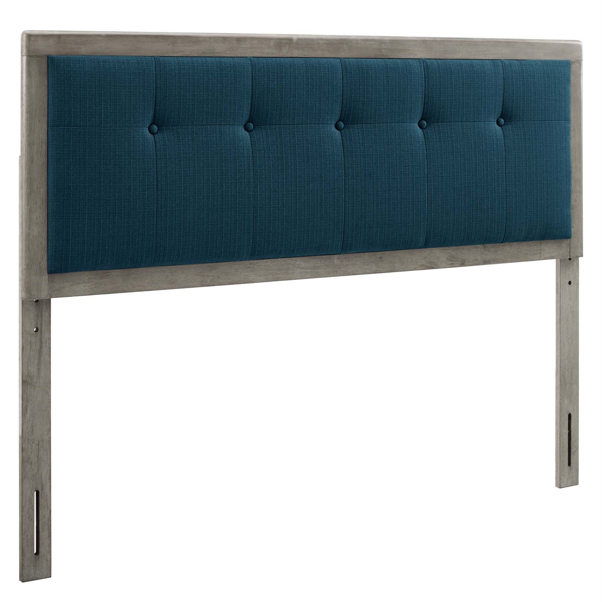 Draper Tufted Queen Fabric And Wood Headboard - Gray Azure