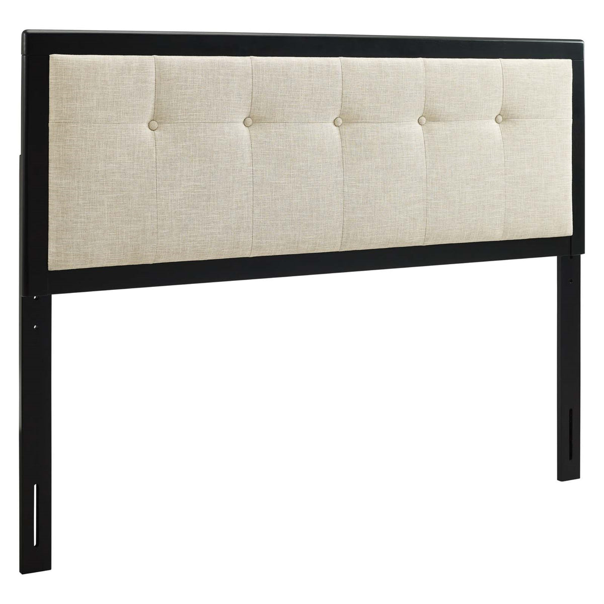 Draper Tufted King Fabric And Wood Headboard - Black Beige
