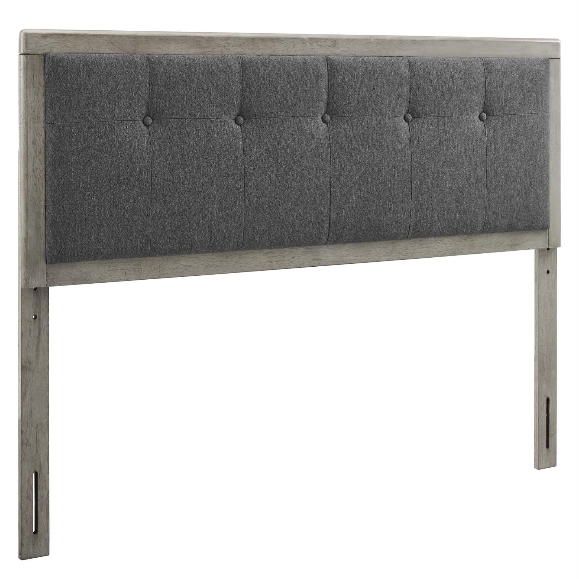 Draper Tufted Wood King Headboard - Sleek Mid-Century Design, Button Tufted Pattern, Durable Construction, Gray Charcoal