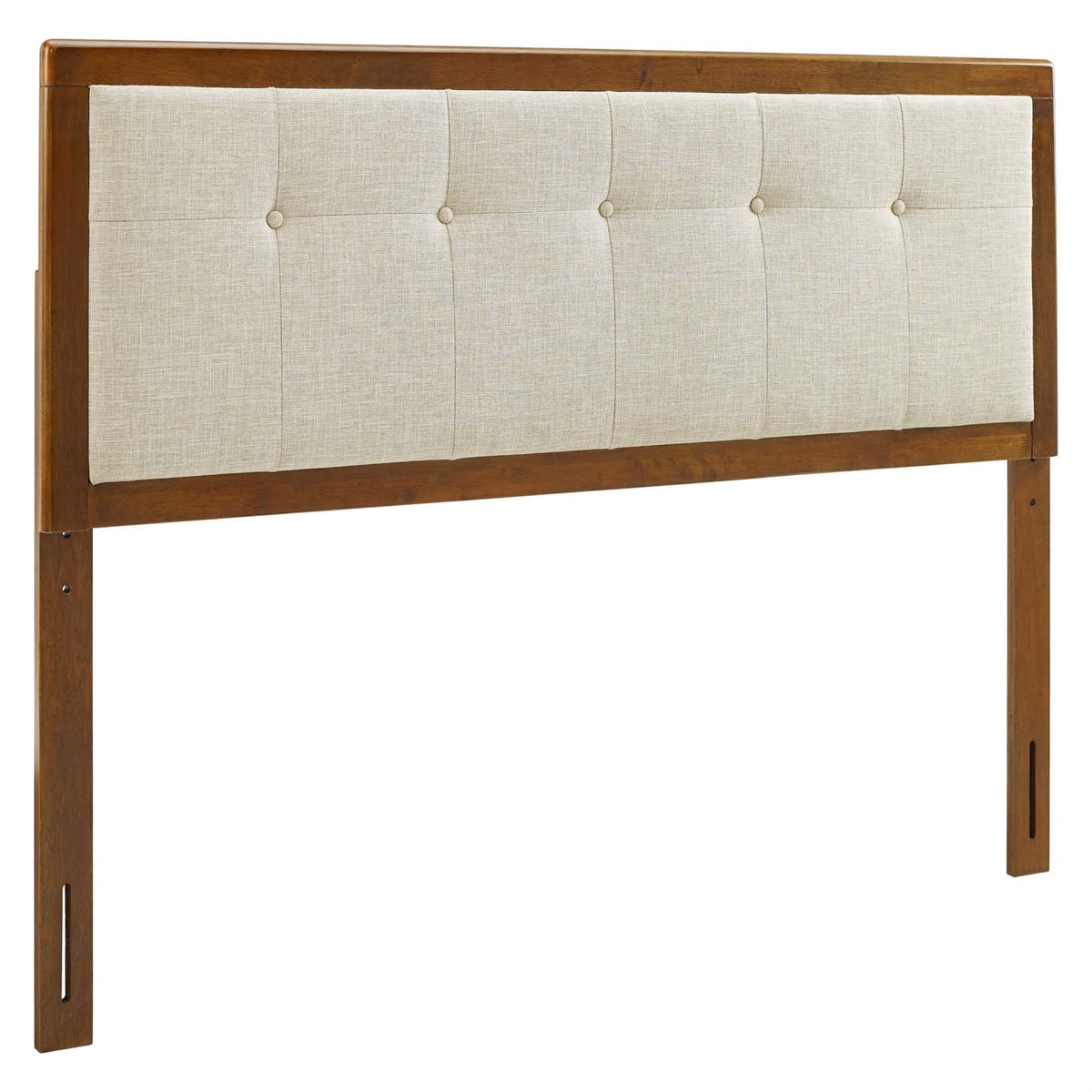 Draper Tufted King Fabric And Wood Headboard - Walnut Beige