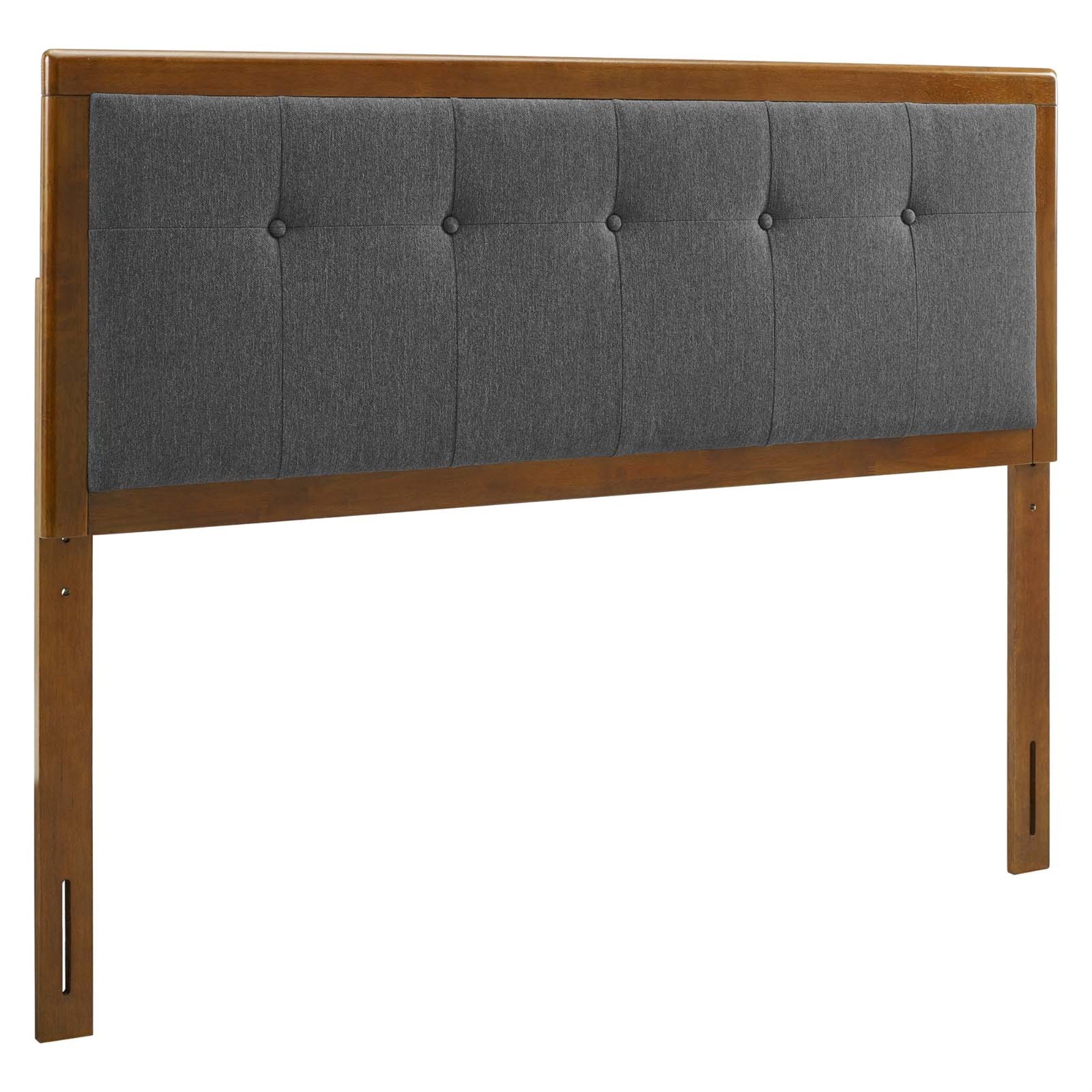 Draper Tufted King Fabric And Wood Headboard - Walnut Charcoal