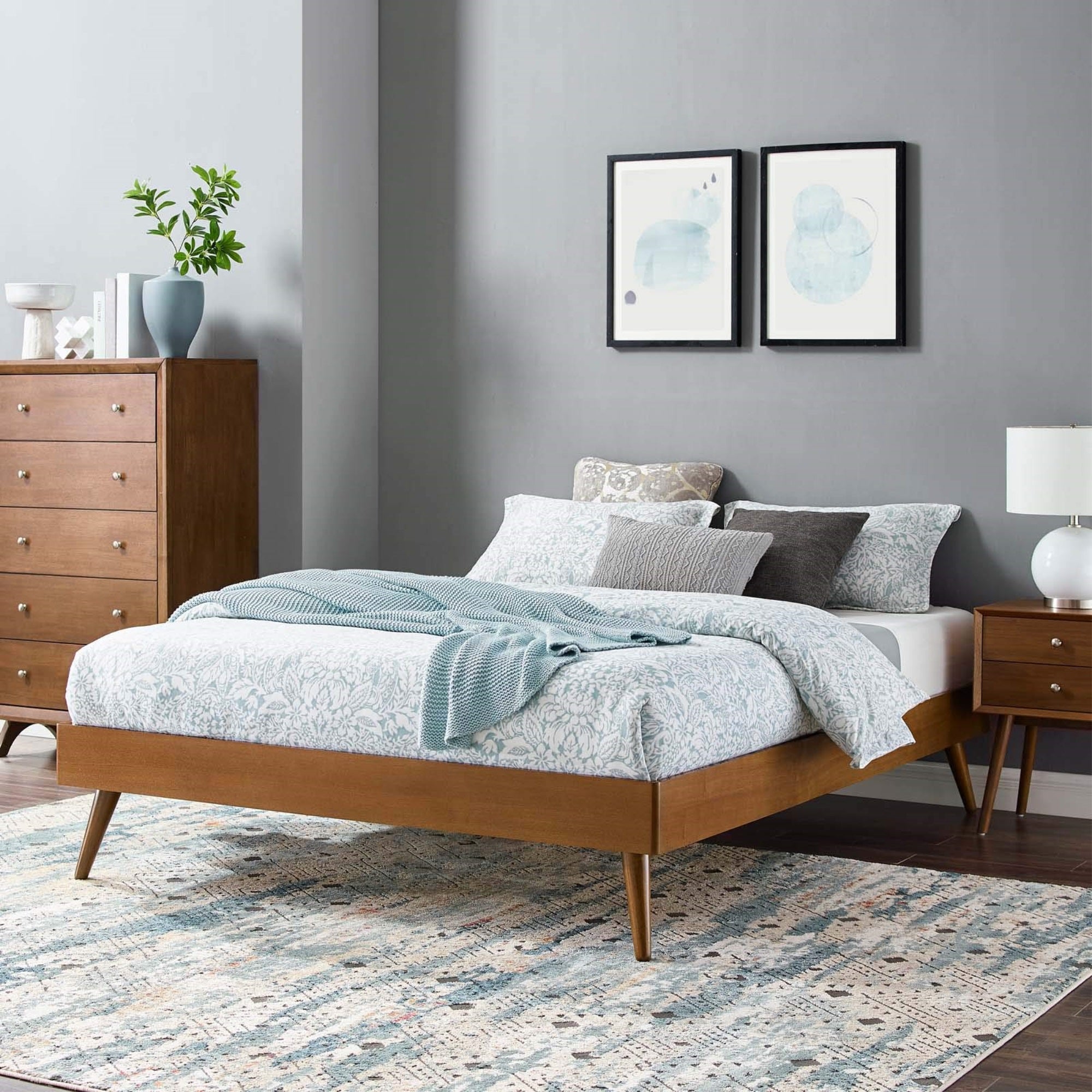 Casafoyer Margo Full Wood Platform Bed Frame In Walnut