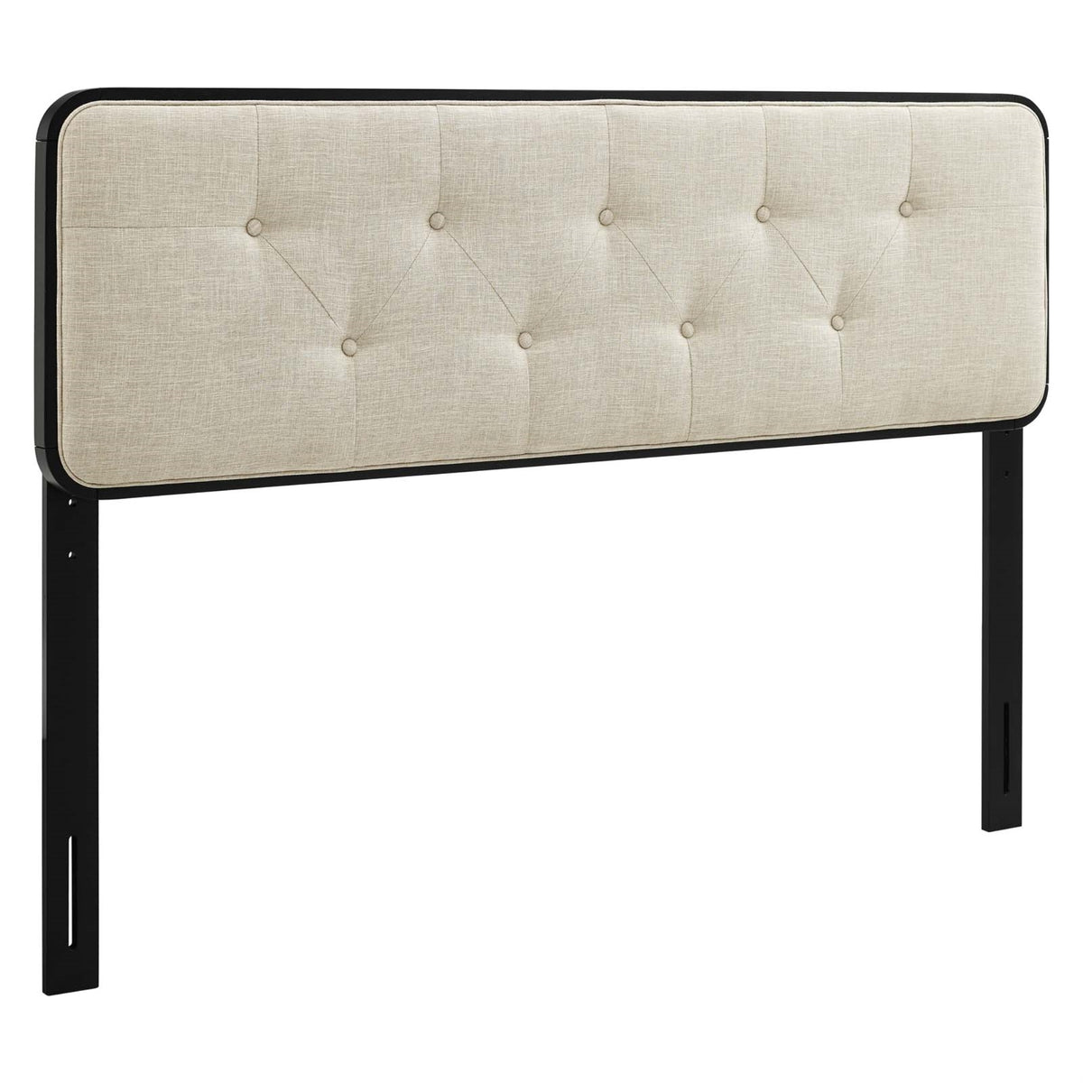 Collins Tufted Full Fabric And Wood Headboard - Black Beige