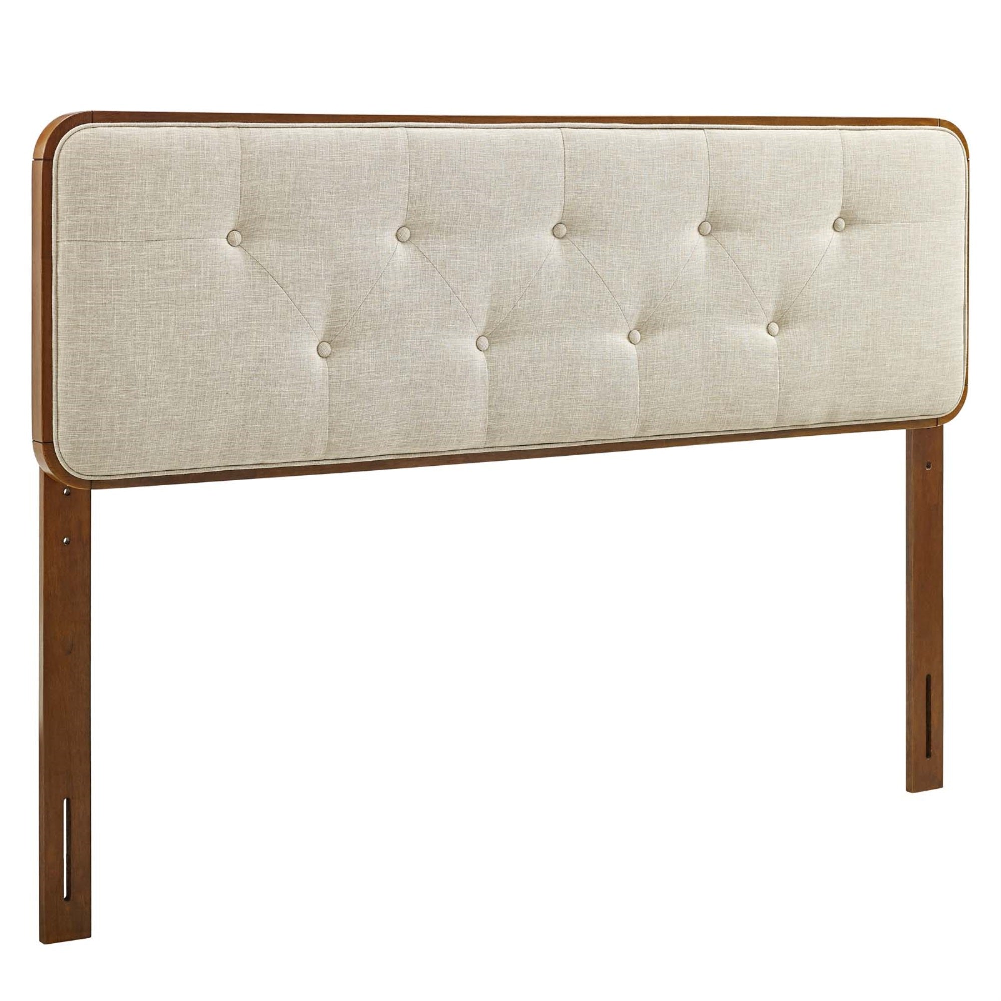 Collins Tufted Full Fabric And Wood Headboard - Walnut Beige