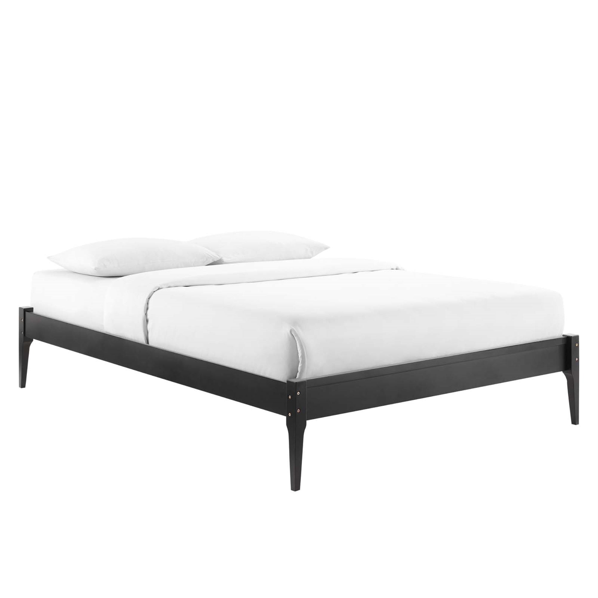 June Queen Platform Bed - Sleek & Comfortable Mid-Century Design - Durable Wood Frame - No Box Spring Needed - Easy Assembly - 601 Lbs Weight Capacity