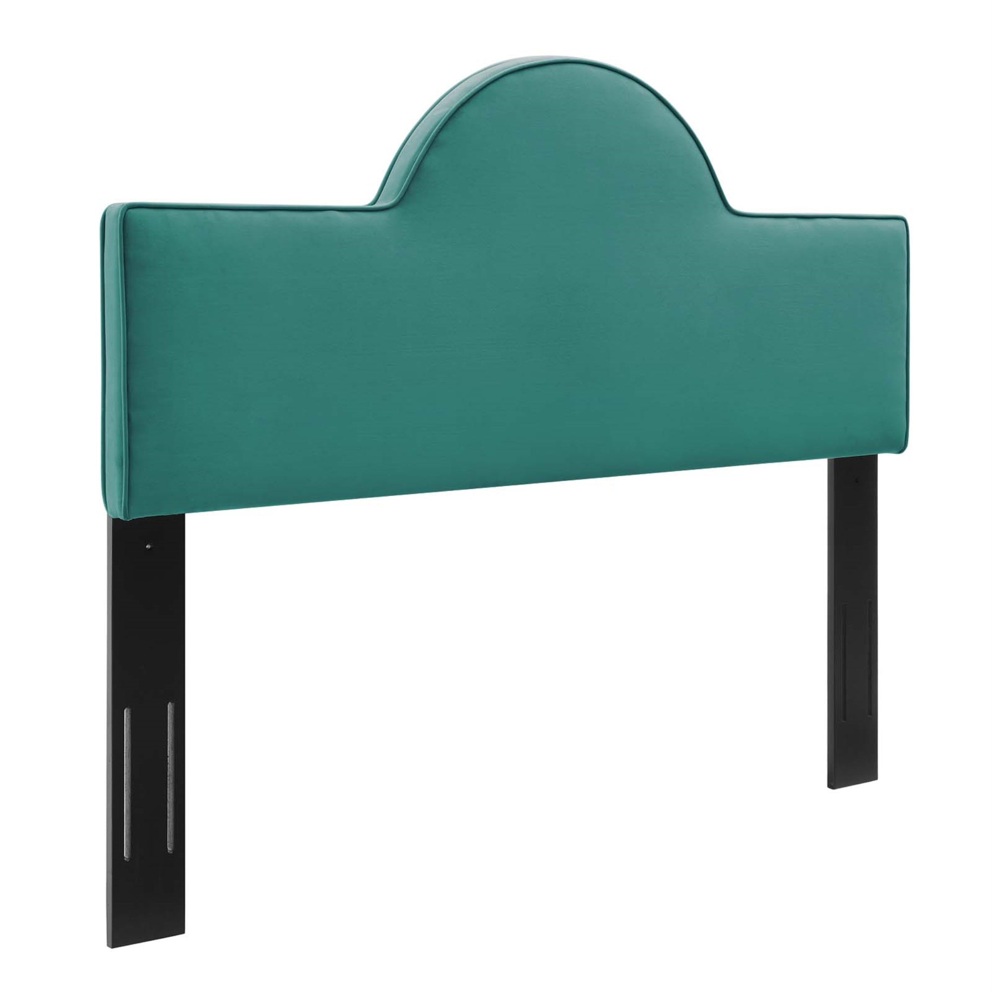 Dawn Performance Velvet Full/Queen Headboard - Enhance Bedroom Ambiance With Elegant Curved Design - Stain-Resistant Upholstery - Cushioned And Adjustable - Fits Most Bed Frames - Teal