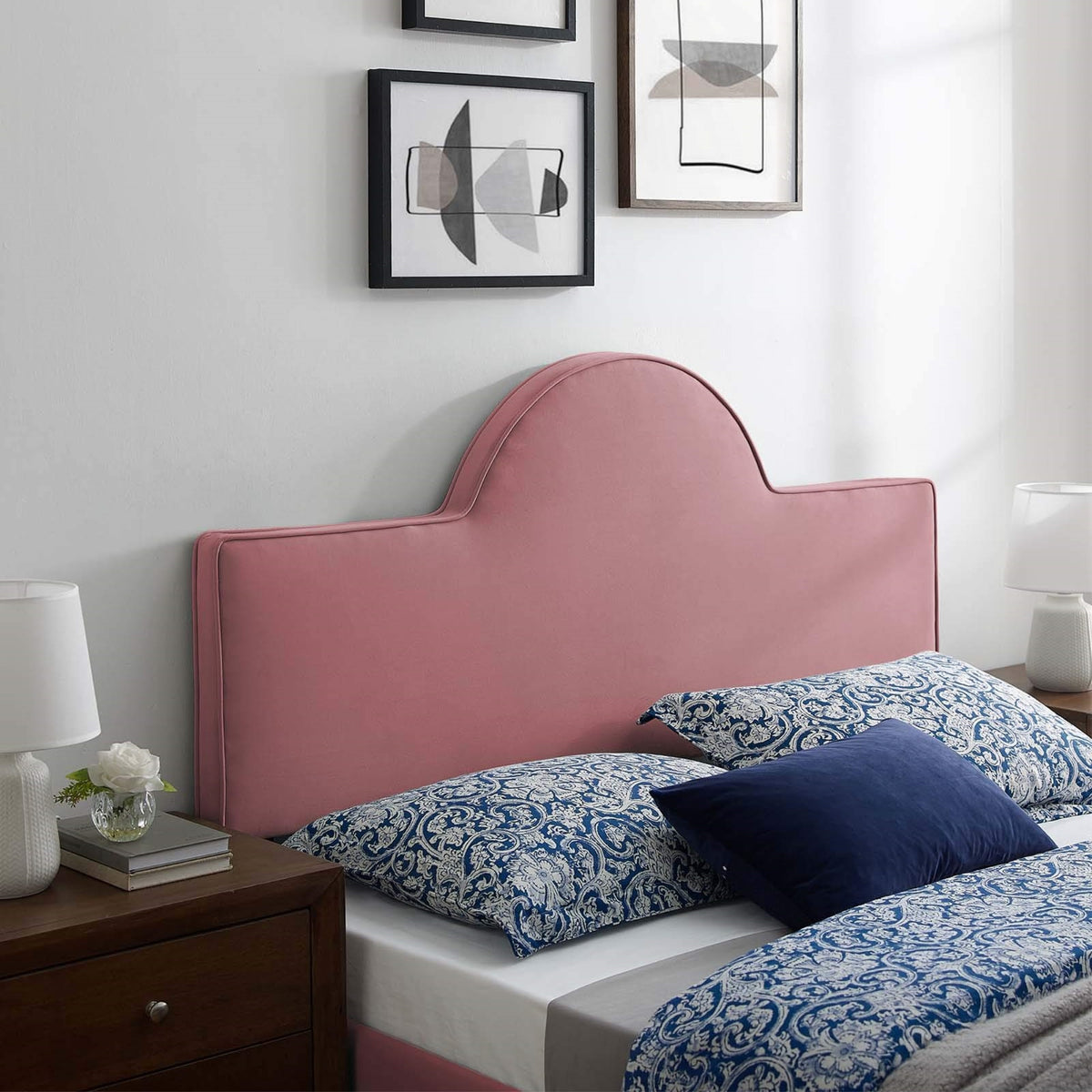 Casafoyer Dawn Performance Velvet Headboard, King/Ca King, Dusty Rose