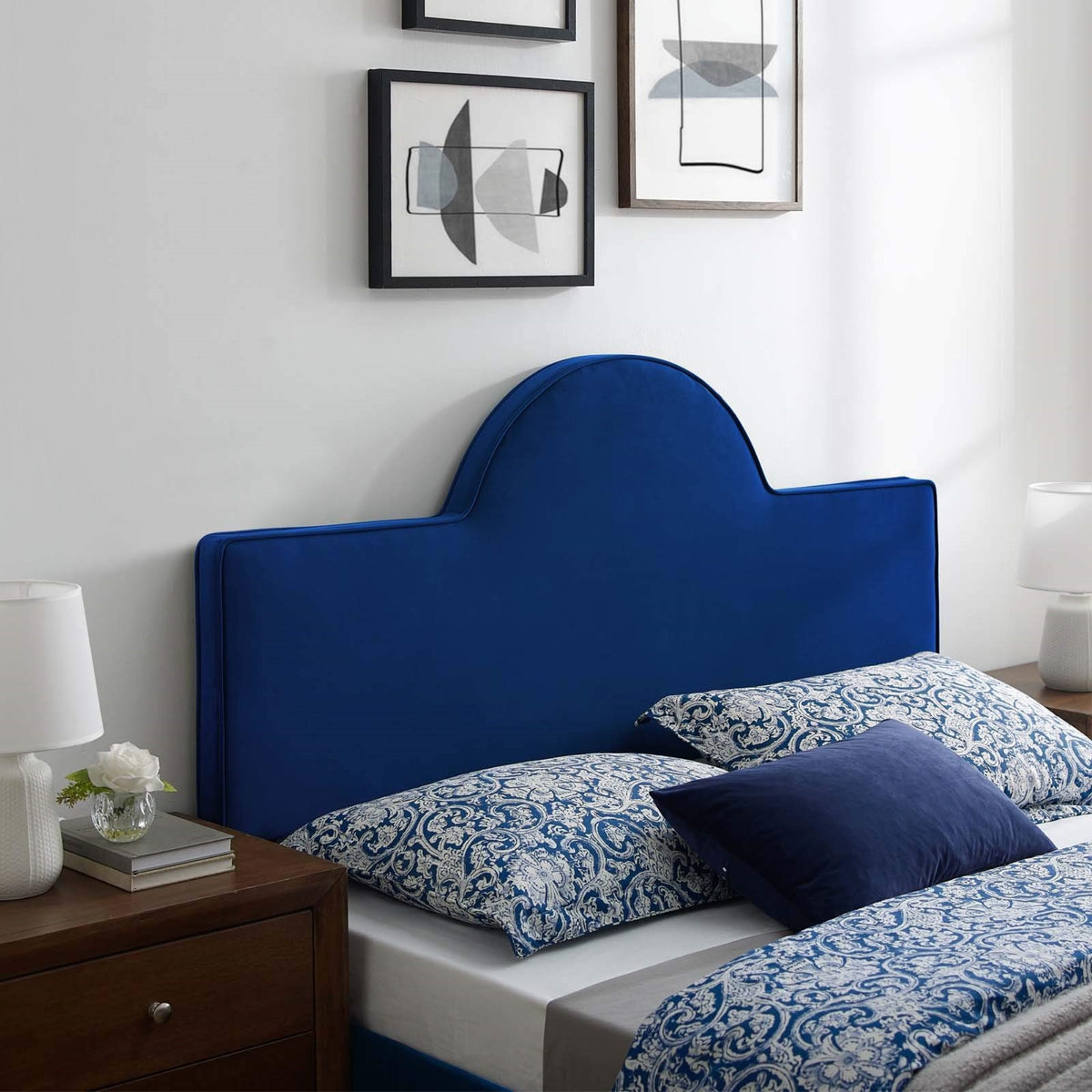 Casafoyer Dawn Performance Velvet Headboard, King/Ca King, Navy