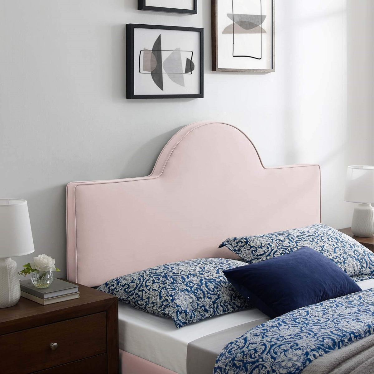 Casafoyer Dawn Performance Velvet Headboard, King/Ca King, Pink