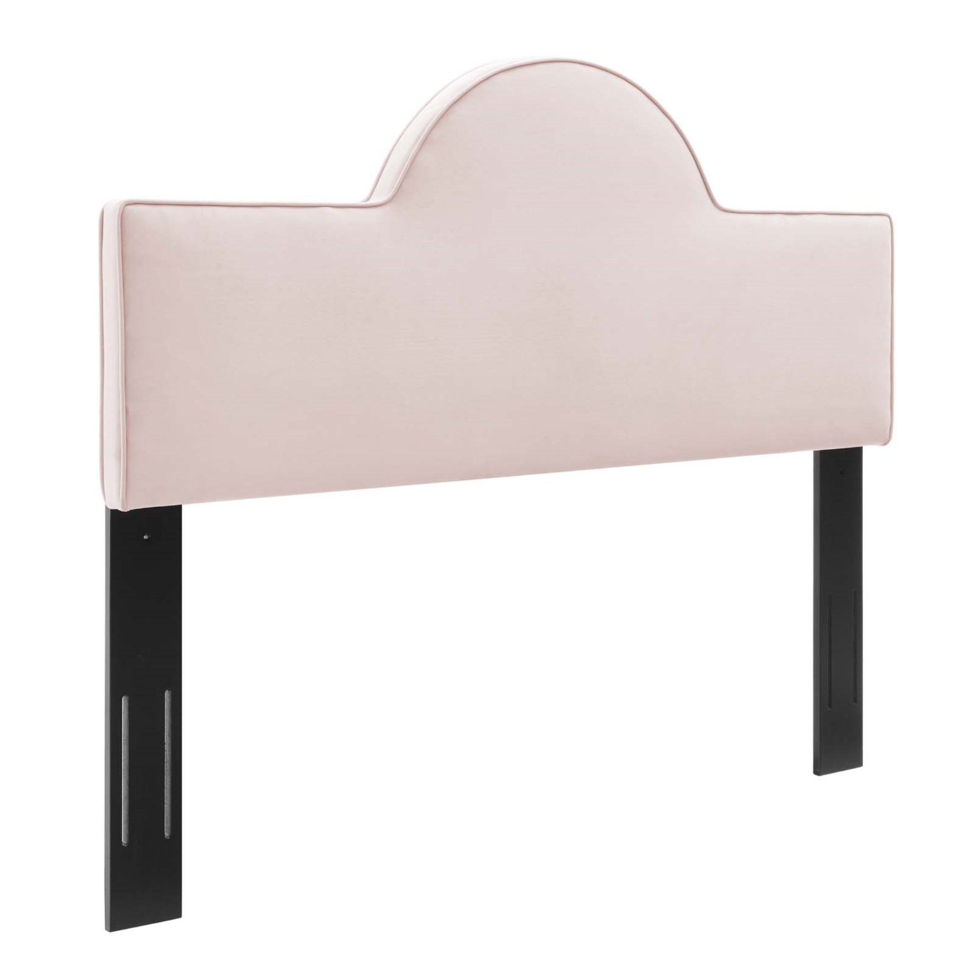 Dawn Performance Velvet King/California King Headboard - Enhance Bedroom Ambiance With Sunrise-Inspired Design. Stain-Resistant Luxury Upholstery. Plush & Supportive Cushioning. Adjustable Height. Easy Assembly. (Pink)