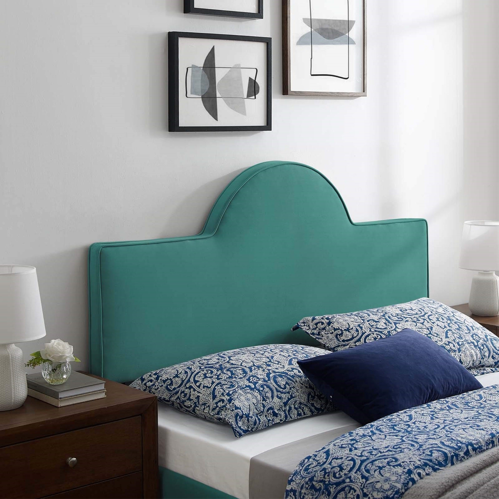 Casafoyer Dawn Performance Velvet Headboard, King/Ca King, Teal
