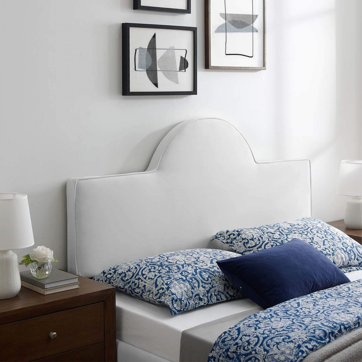 Casafoyer Dawn Performance Velvet Headboard, King/Ca King, White