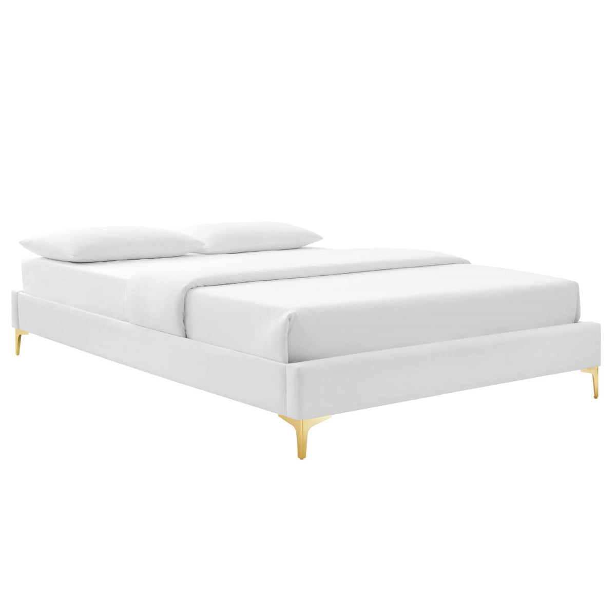 Sutton Twin Performance Velvet Bed Frame White