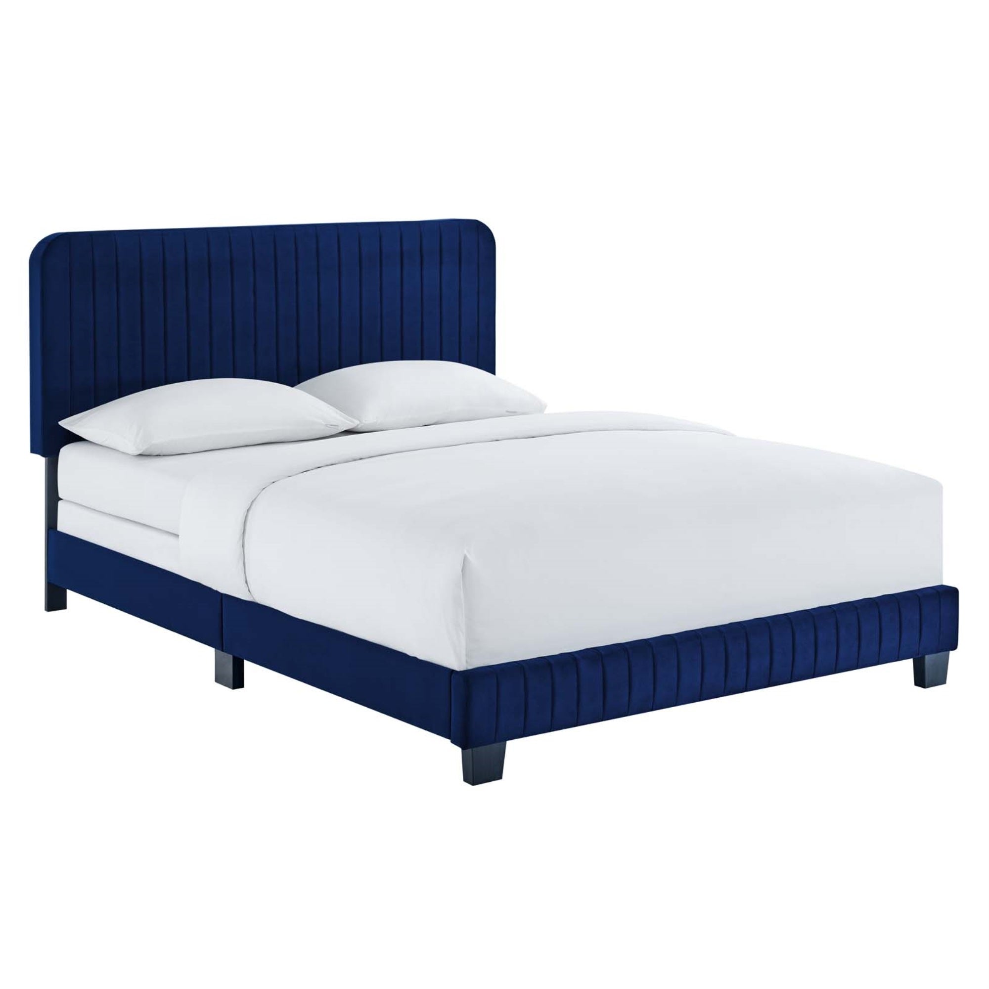 Ergode Twin Bed - Channel Tufted Performance Velvet, Stain-Resistant, Support Legs, 400 Lbs Weight Limit