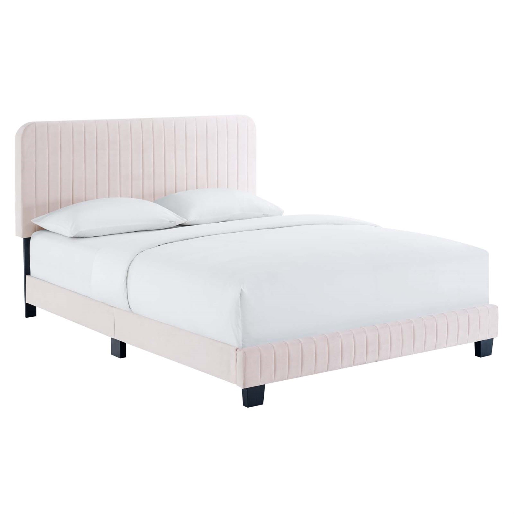 Luxurious Celine King Platform Bed - Elegant Design, Stain-Resistant Velvet