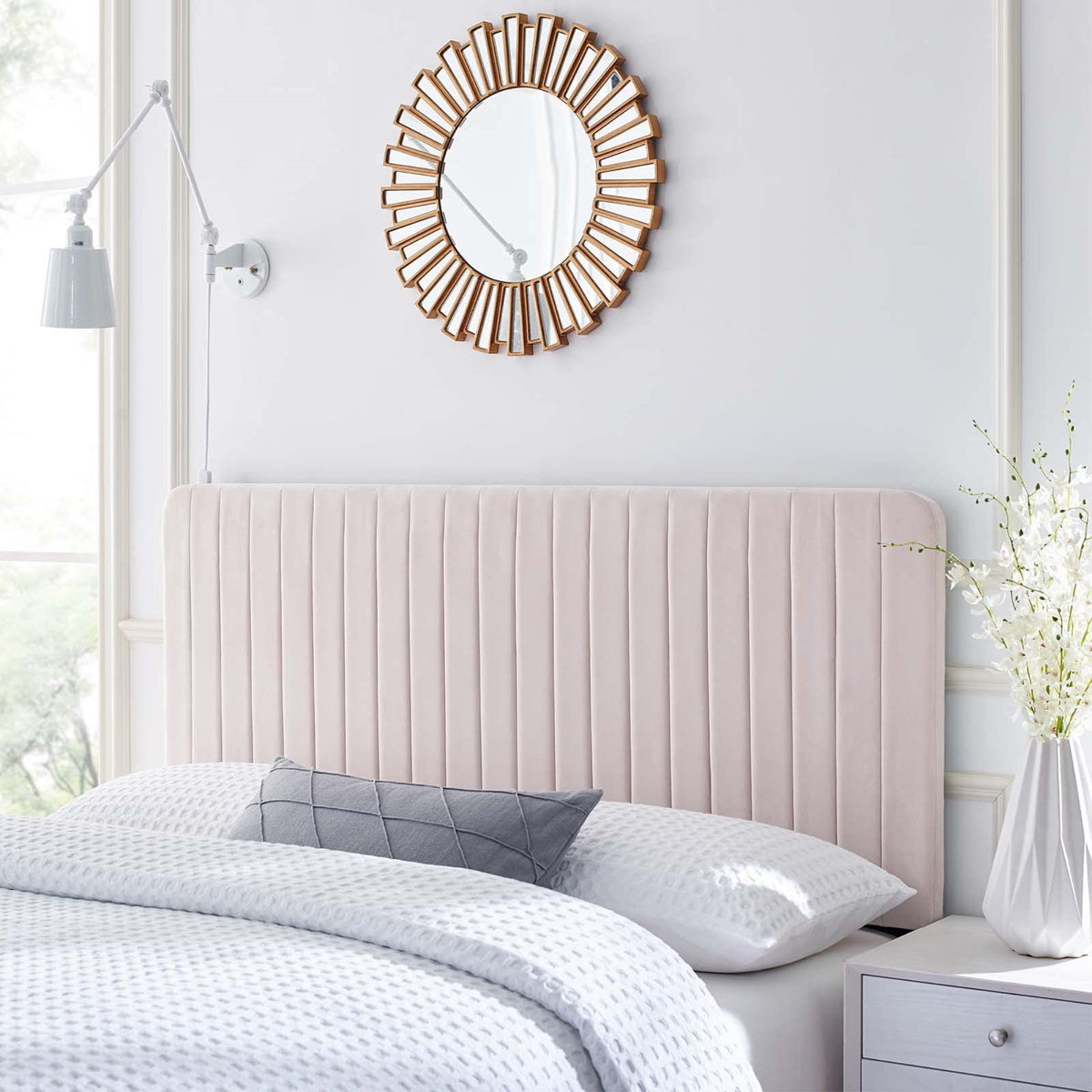 Casafoyer Milenna Channel Tufted Performance Velvet King/California King Headboard In Pink