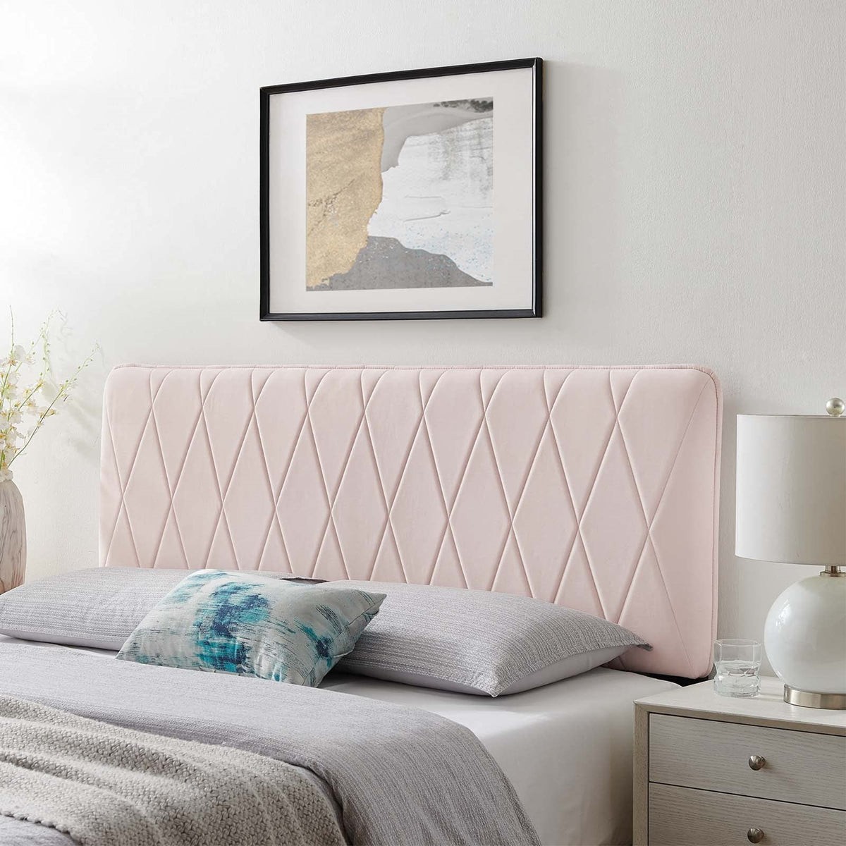 Casafoyer Leila Performance Velvet King/California King Headboard In Pink