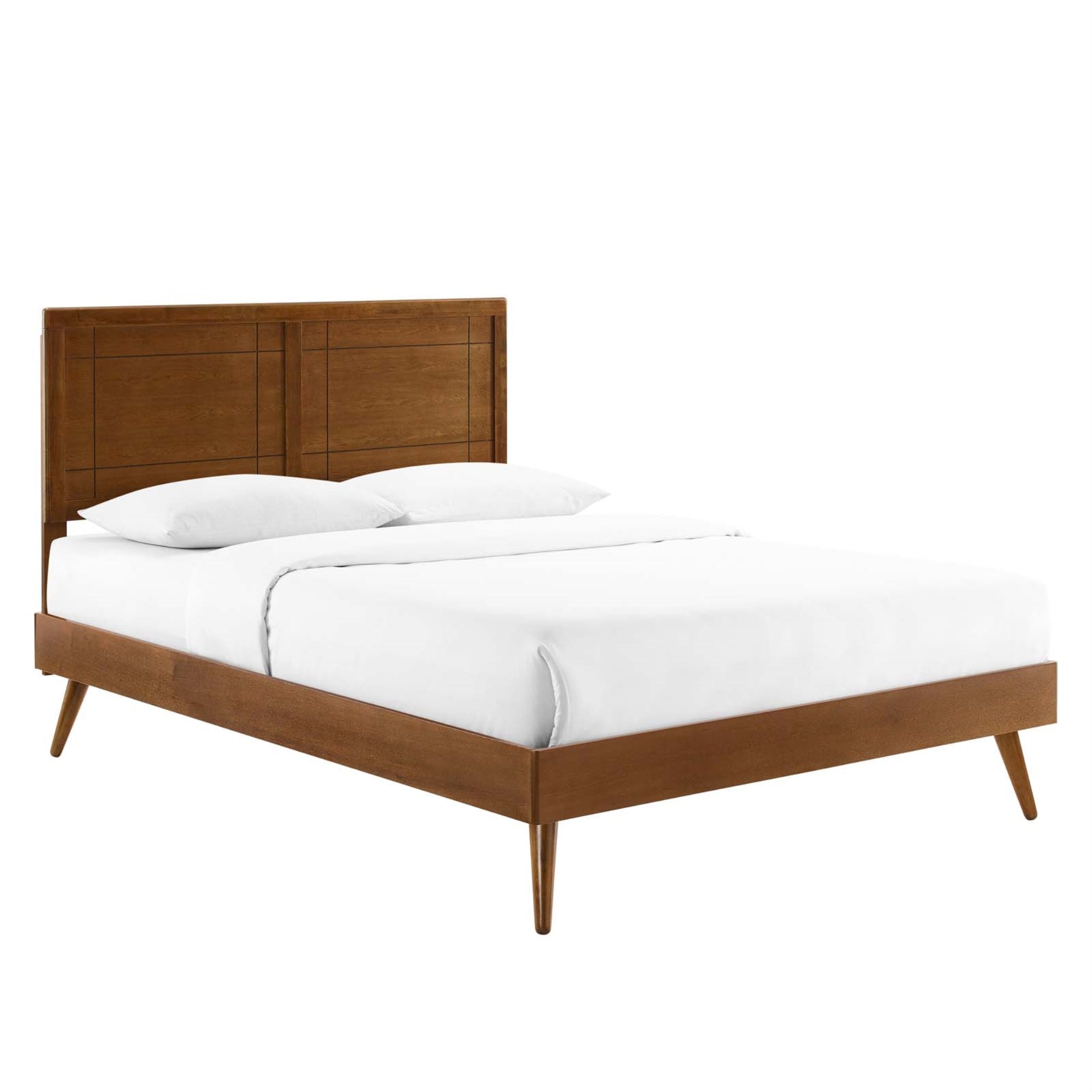 Marlee Queen Wood Platform Bed With Splayed Legs Walnut