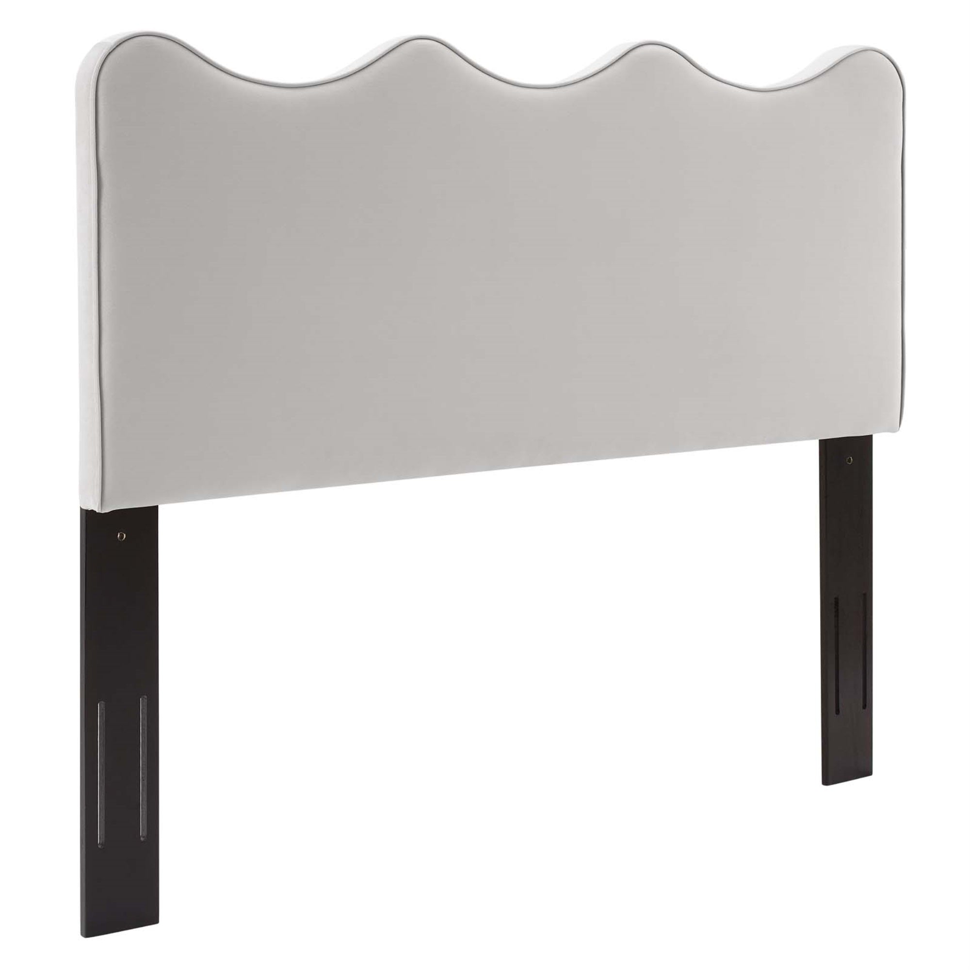 Ergode Performance Velvet Full/Queen Headboard - Scalloped Design, Stain-Resistant, Adjustable, Comfortable Foam Padding