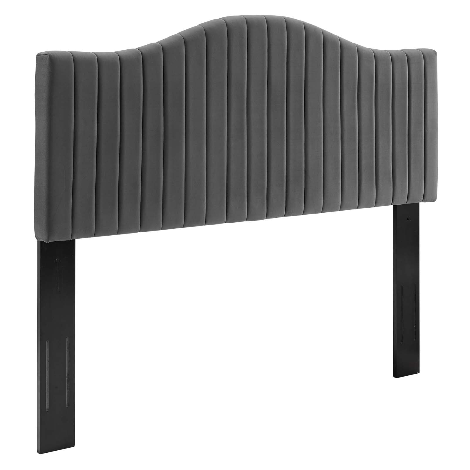 Brielle Channel Tufted Performance Velvet Twin Headboard Charcoal