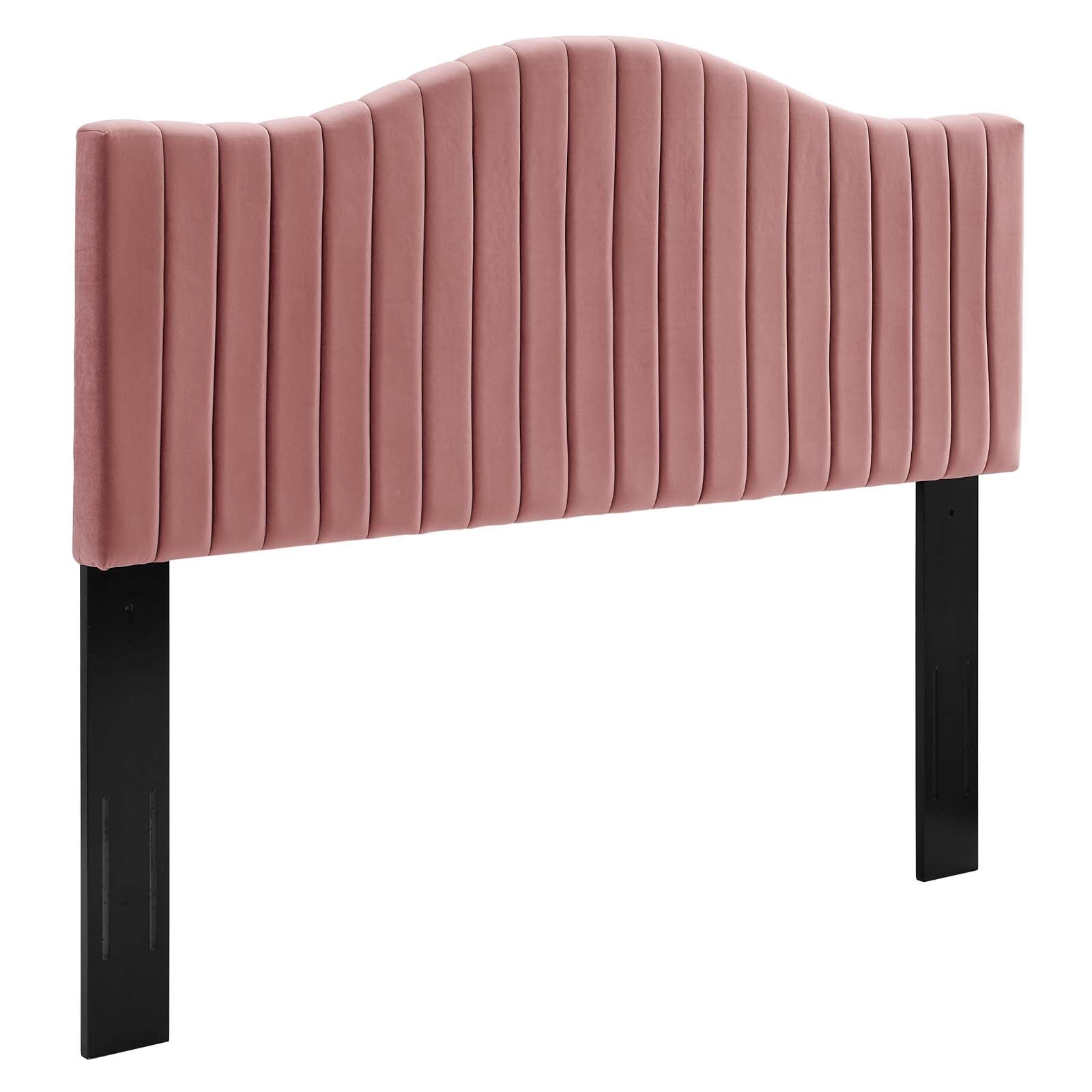 Brielle Channel Tufted Performance Velvet King/California King Headboard Dusty Rose