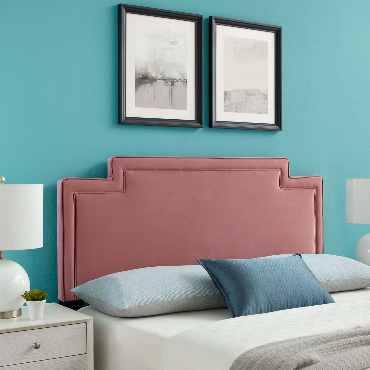Casafoyer Mod-6574-Dus Transfix Performance Velvet Twin Headboard, Dusty Rose